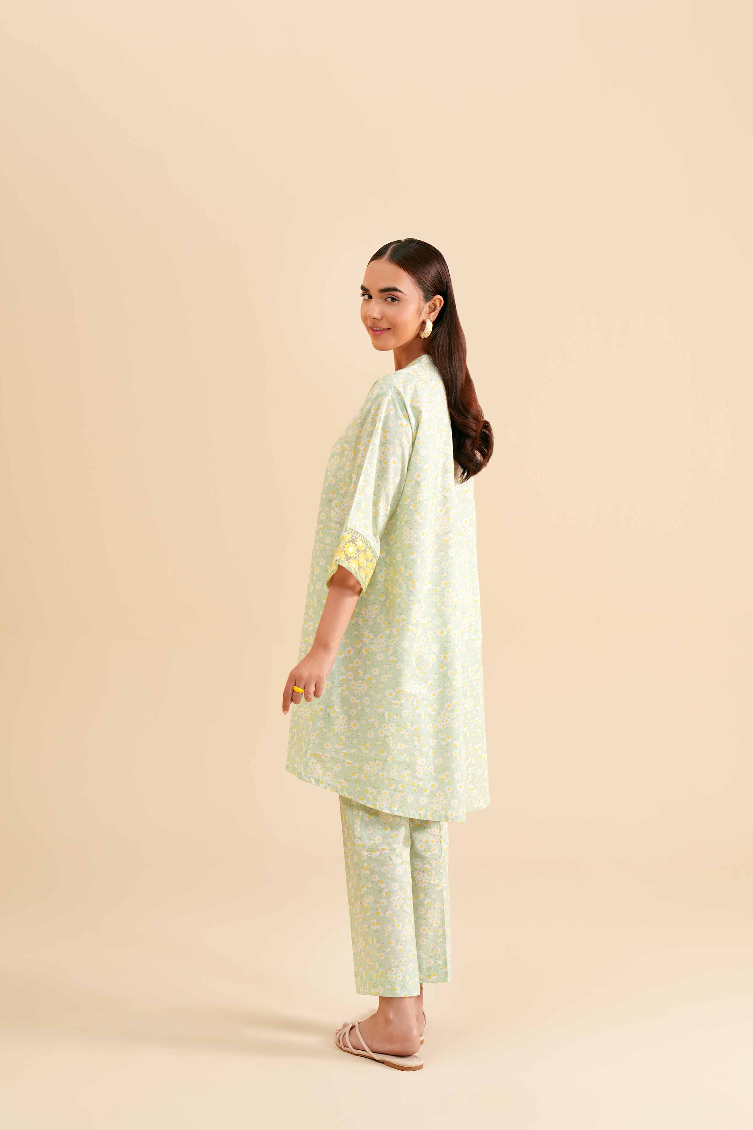 2 Piece - Printed Embroidered Suit - PS24-298