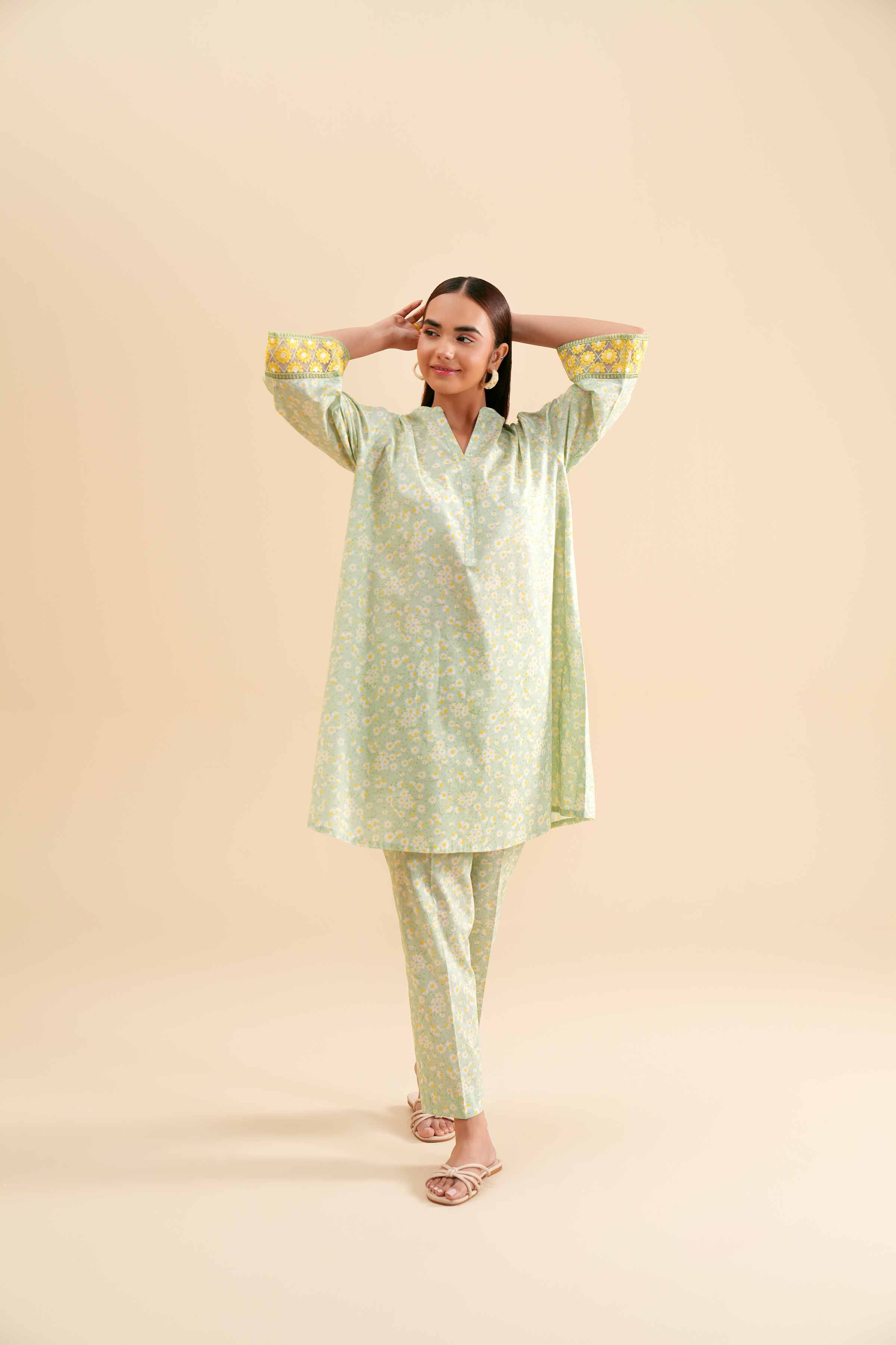 2 Piece - Printed Embroidered Suit - PS24-298