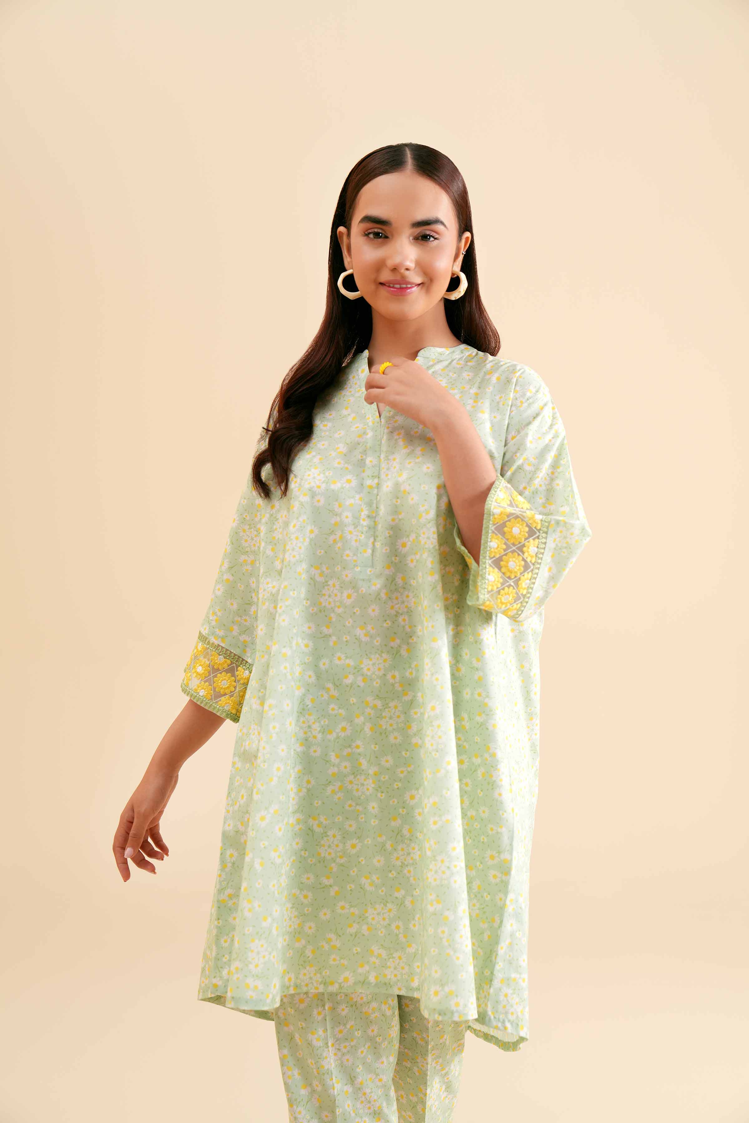 2 Piece - Printed Embroidered Suit - PS24-298