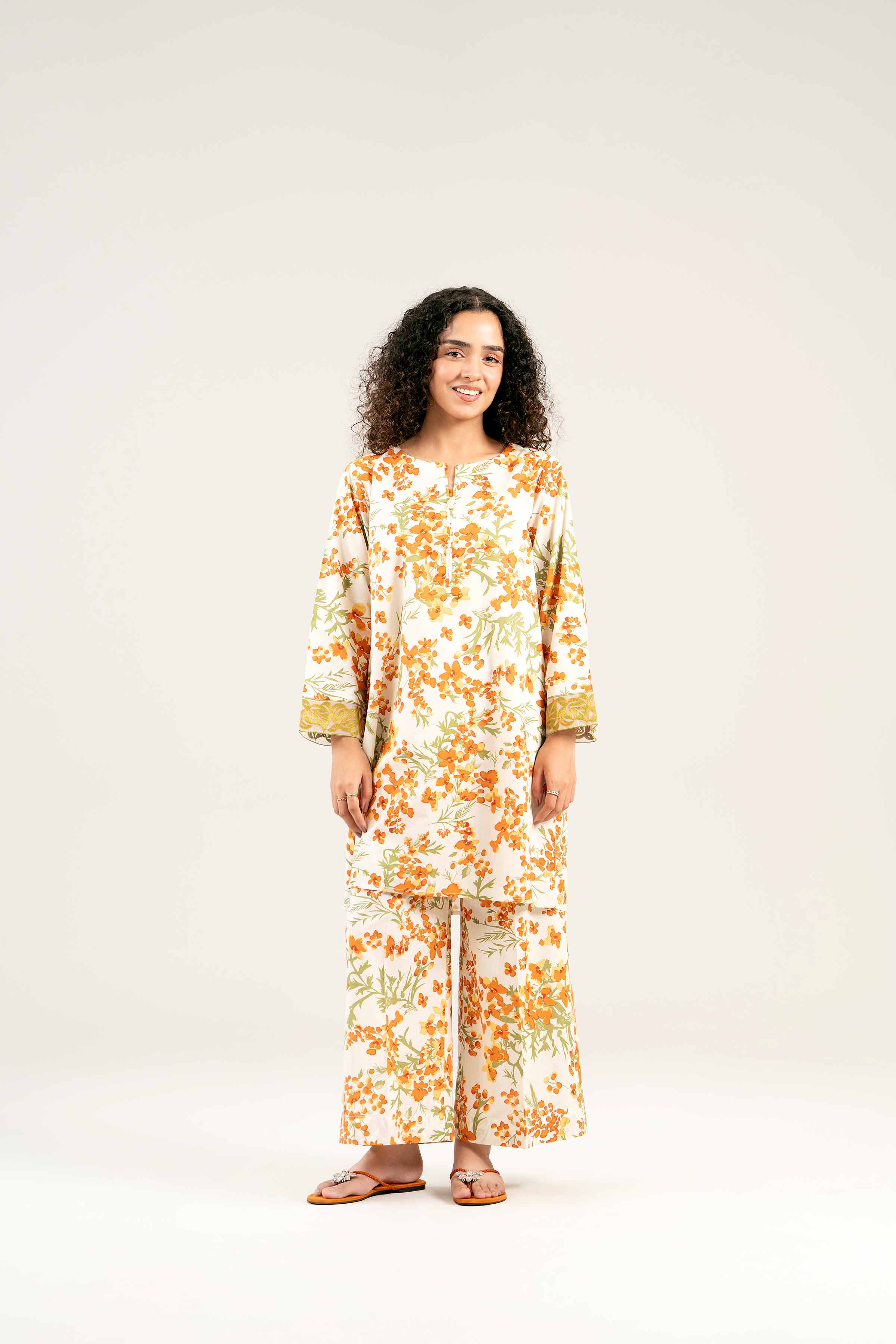 2 Piece - Printed Embroidered Suit - PS25-13