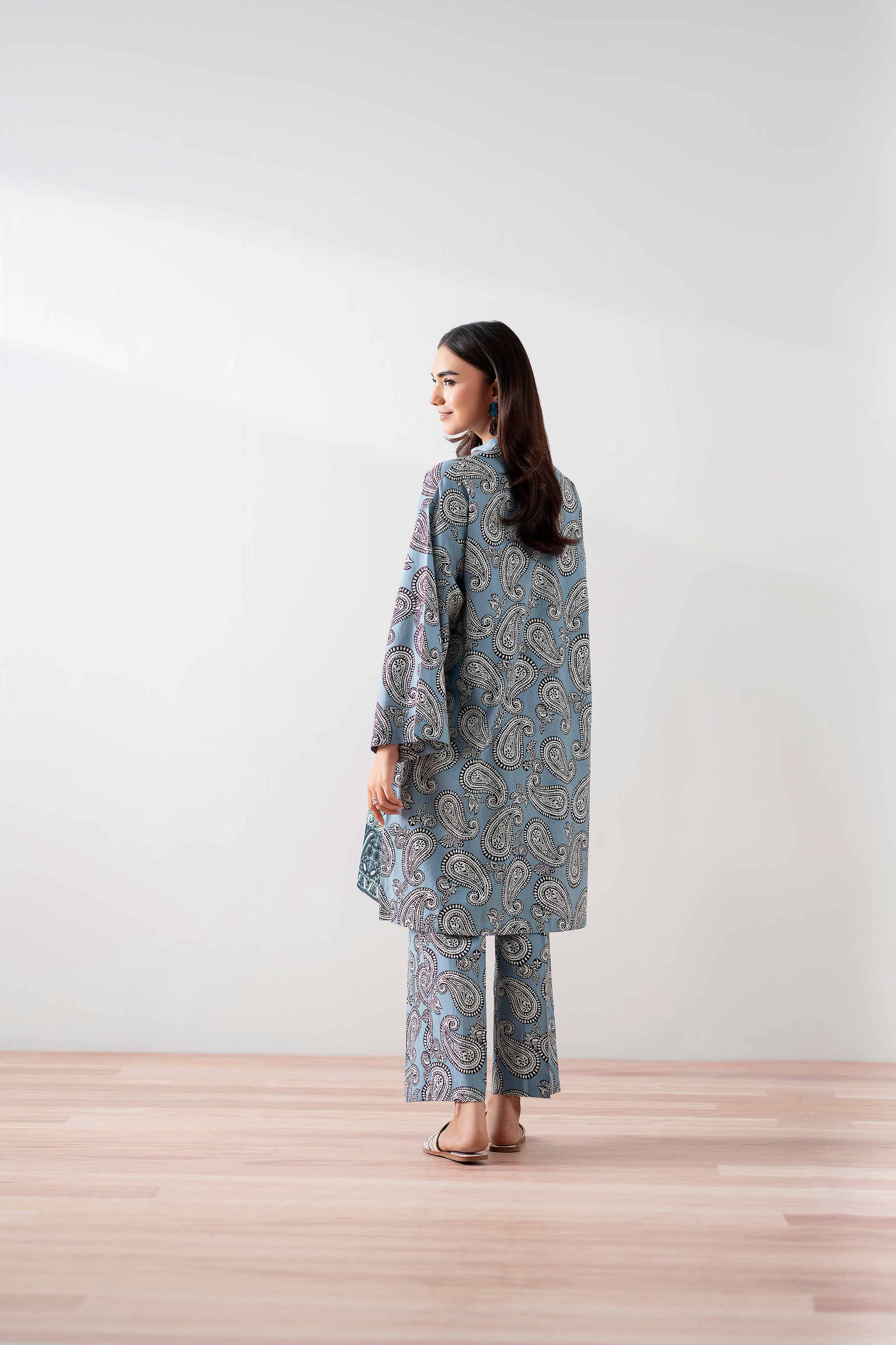 2 Piece - Printed Embroidered Suit - PS25-138