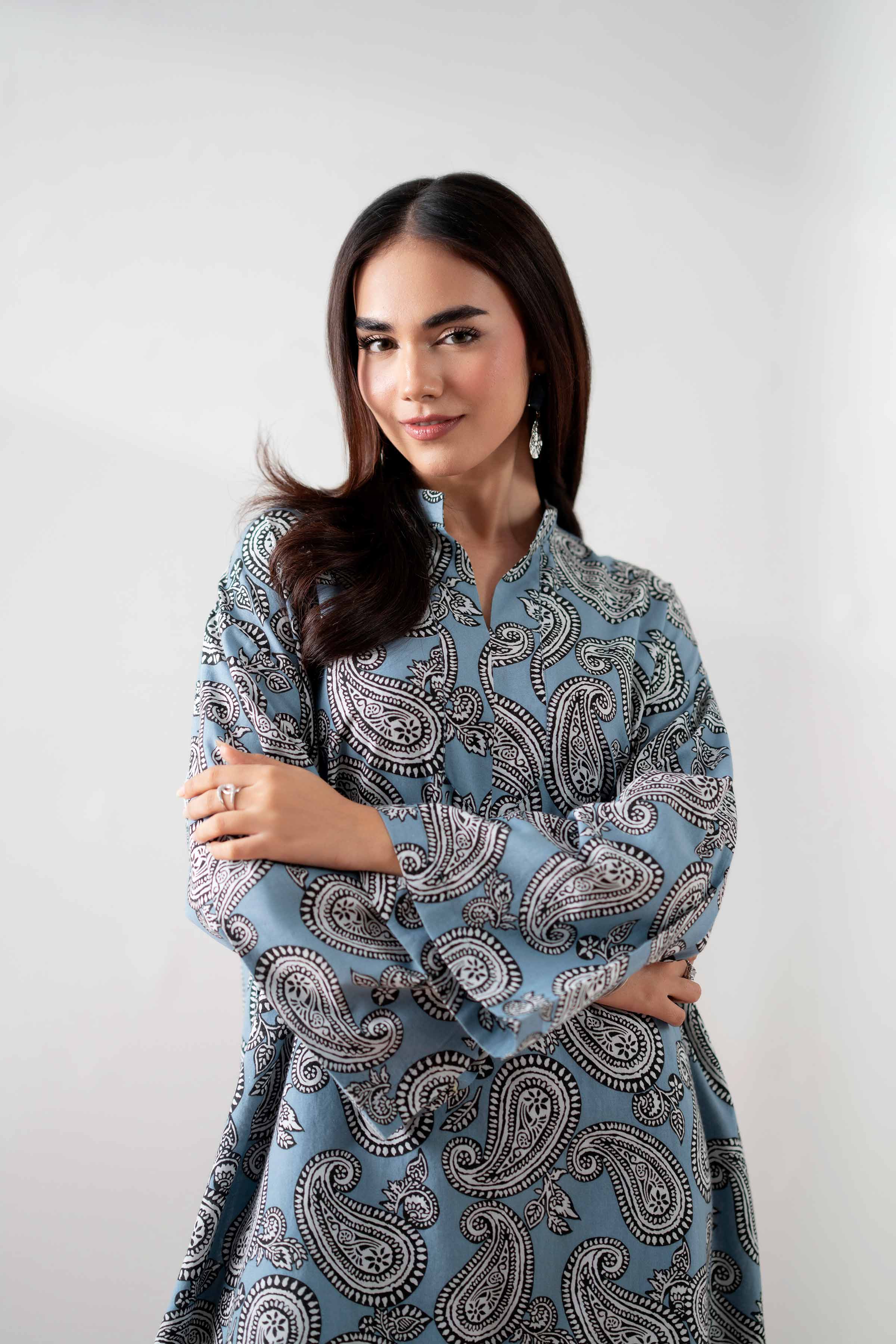 2 Piece - Printed Embroidered Suit - PS25-138