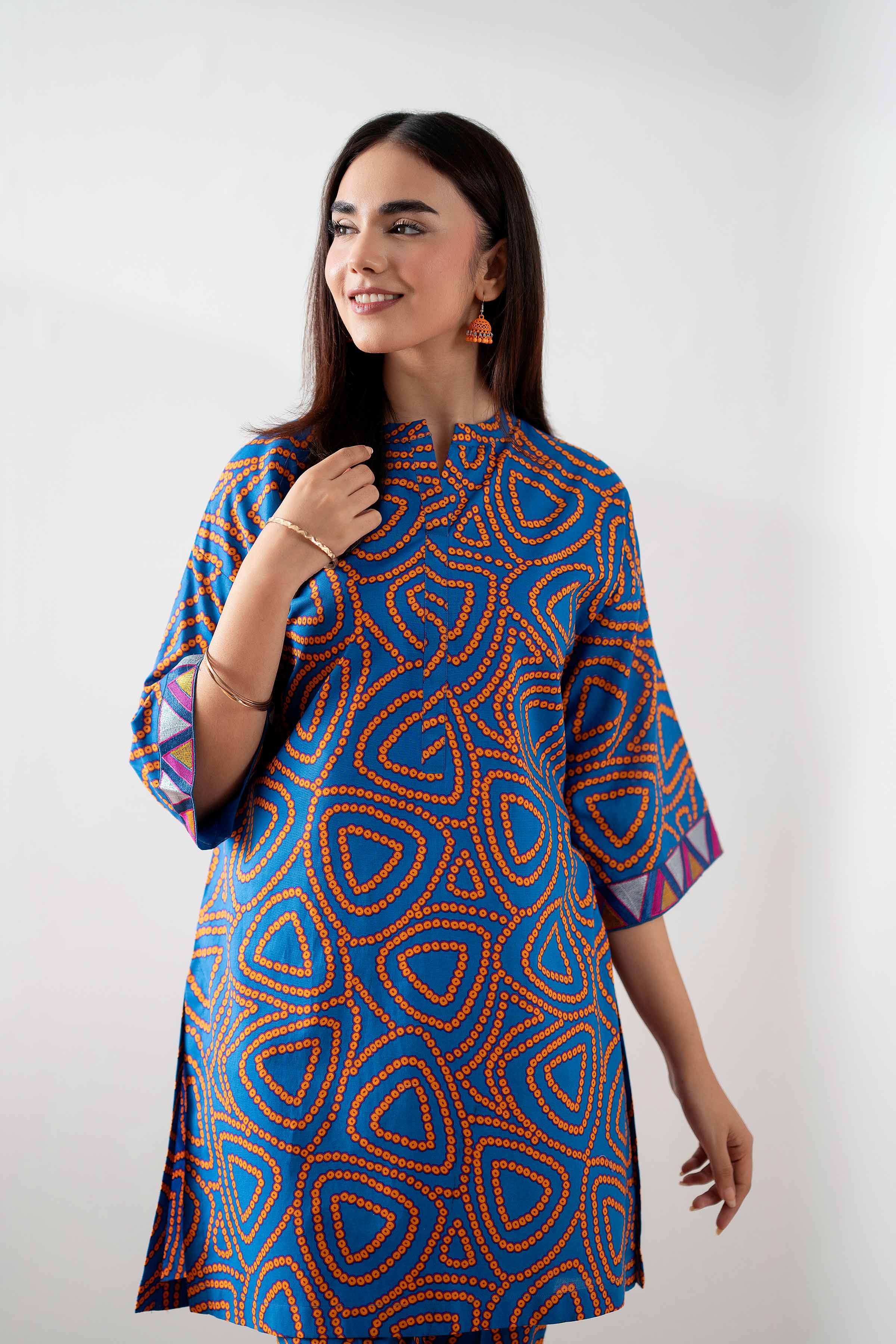 2 Piece - Printed Embroidered Suit - PS25-146
