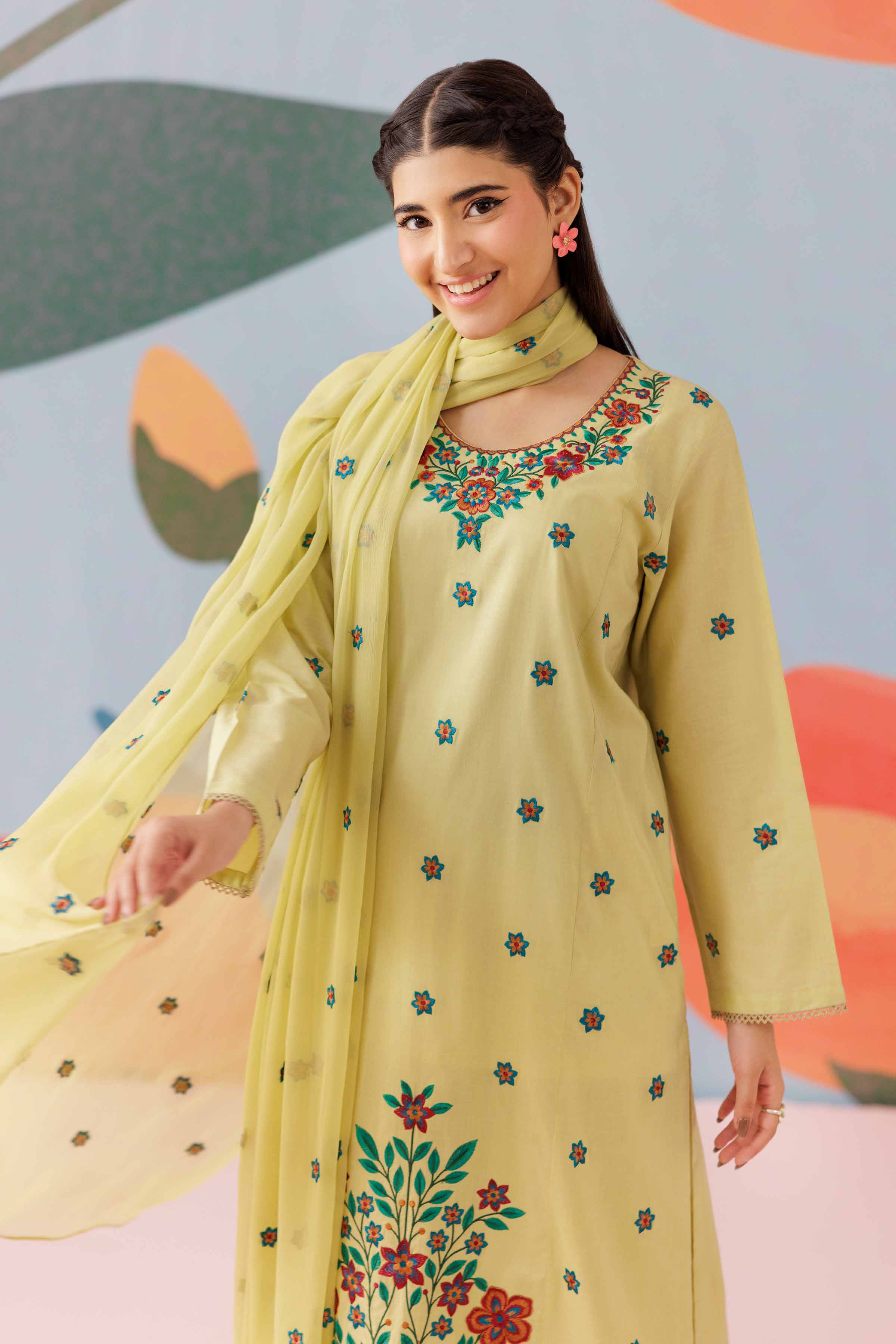 3 Piece - Embroidered Suit - PS25-168