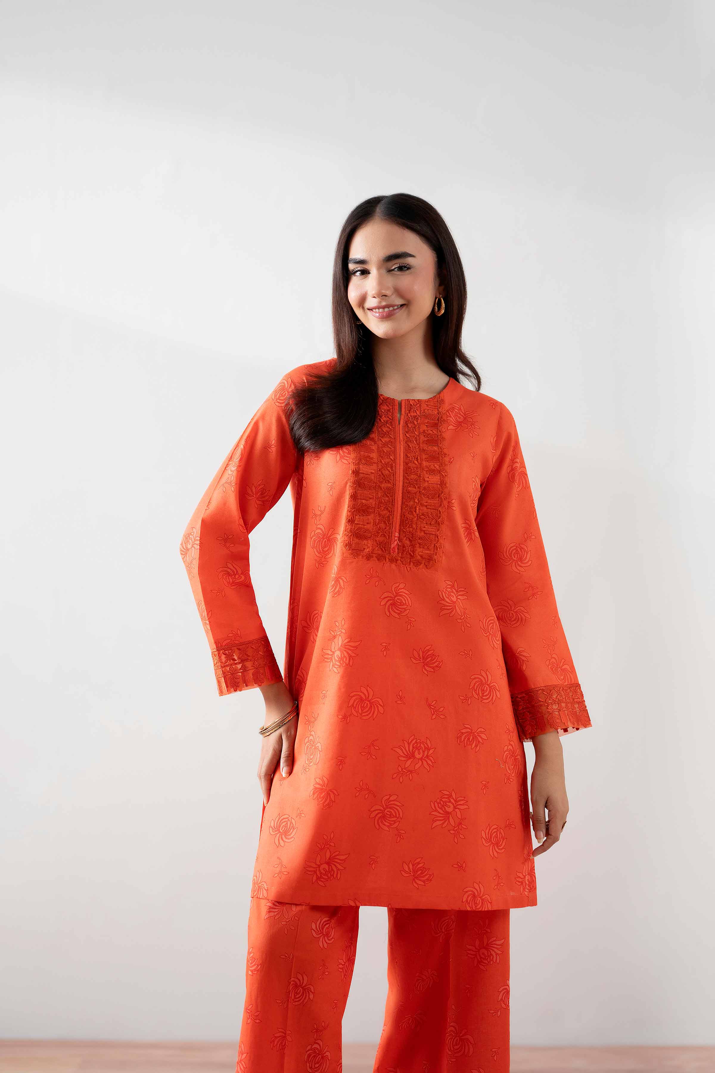 2 Piece - Printed Embroidered Suit - PS25-170