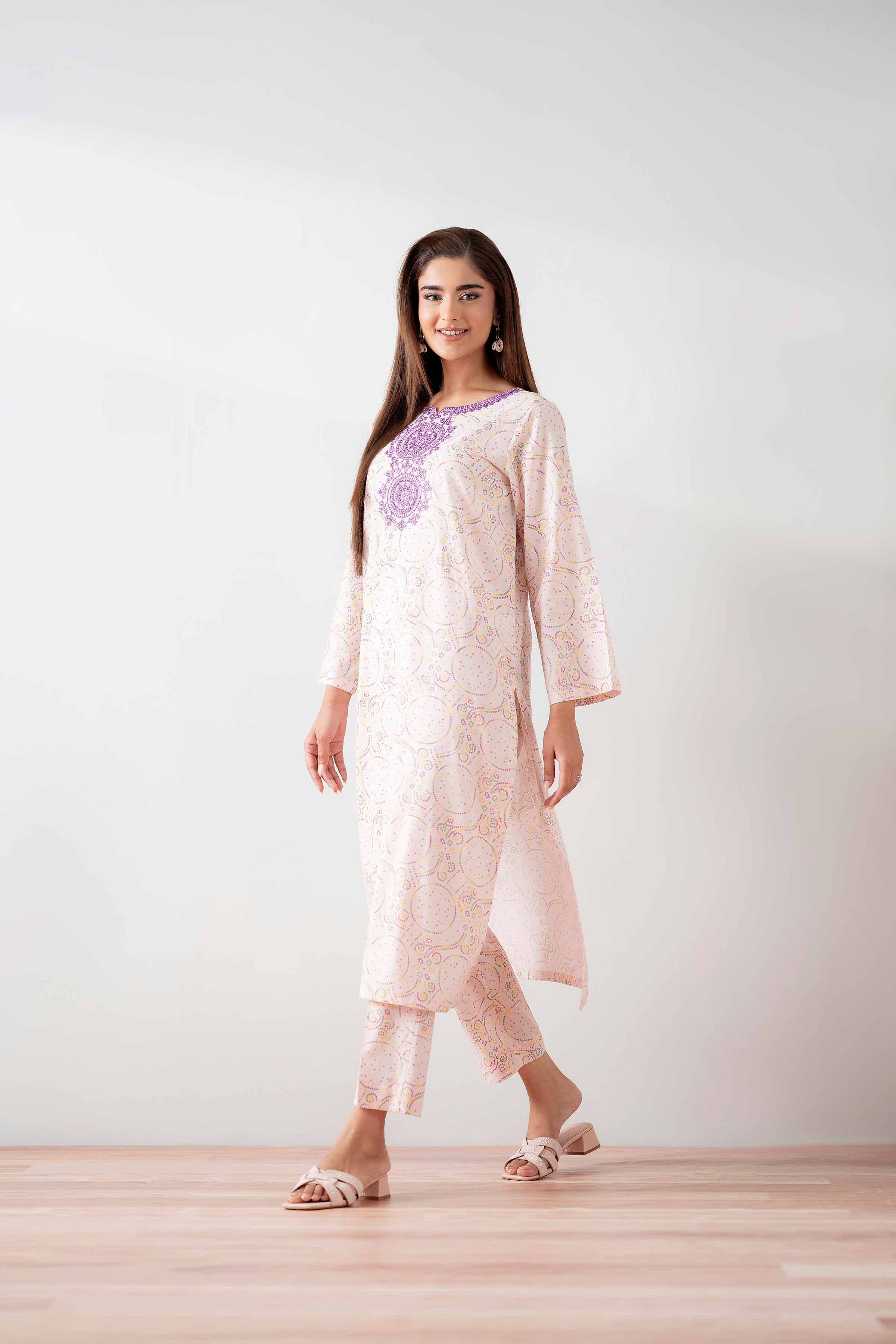 2 Piece - Printed Embroidered Suit - PS25-177