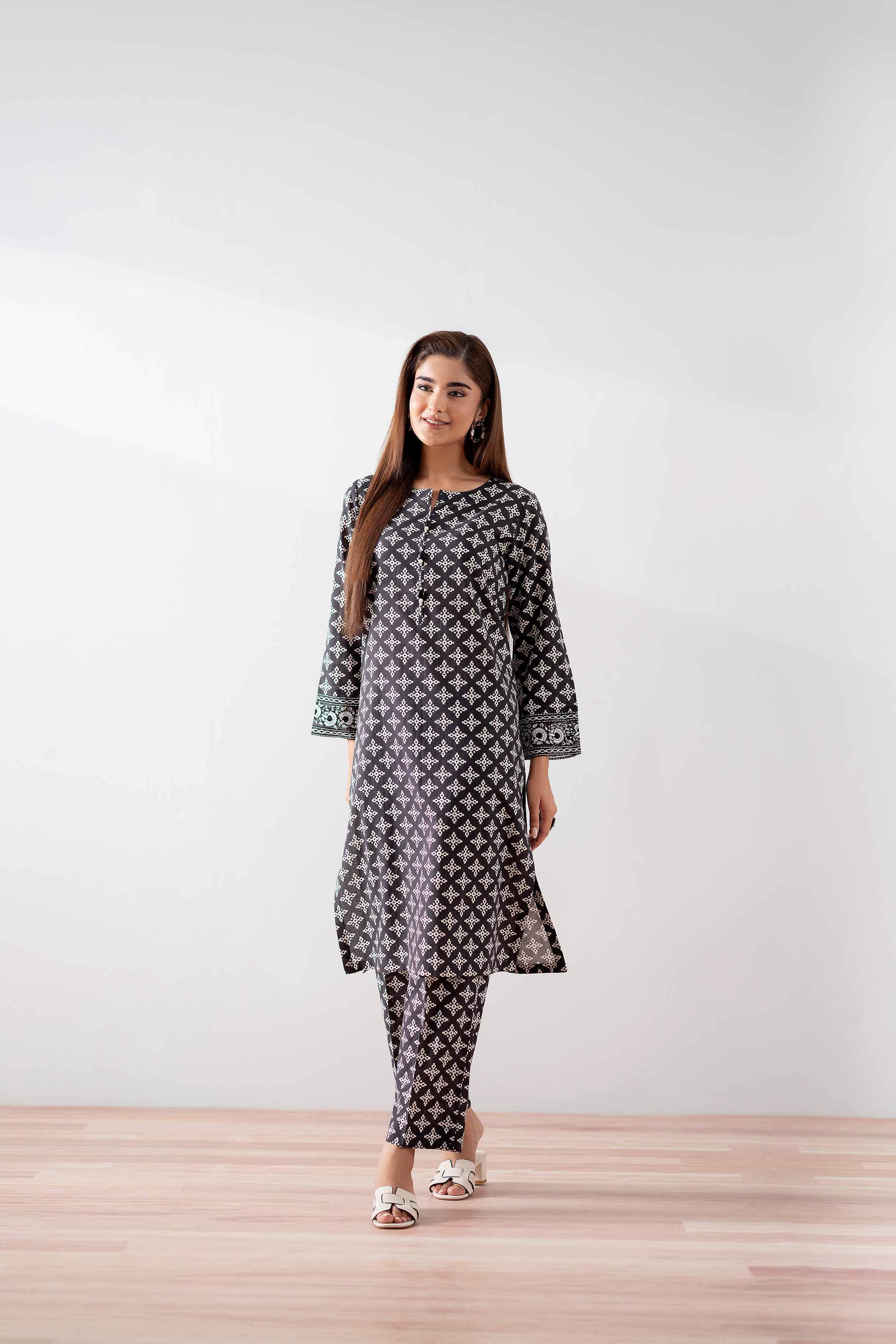 2 Piece - Printed Embroidered Suit - PS25-178