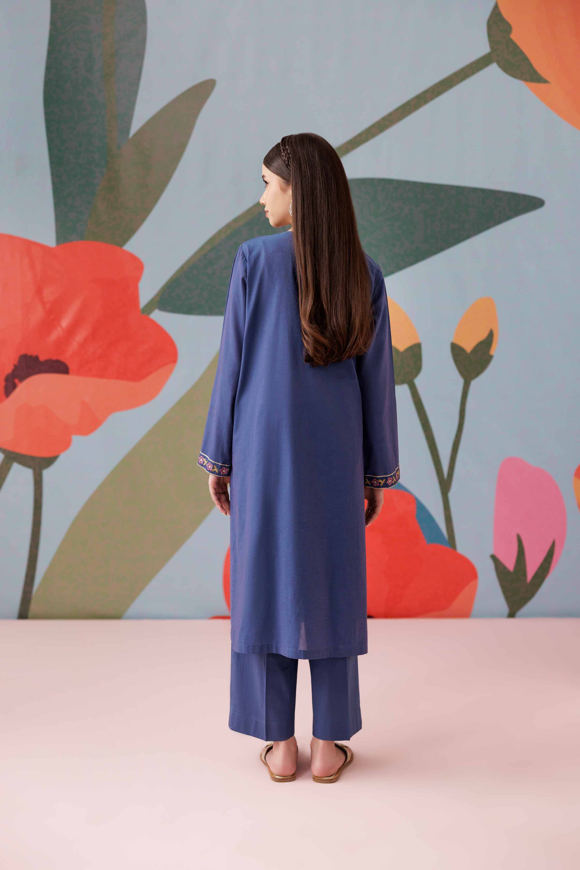 2 Piece - Printed Embroidered Suit - PS25-182
