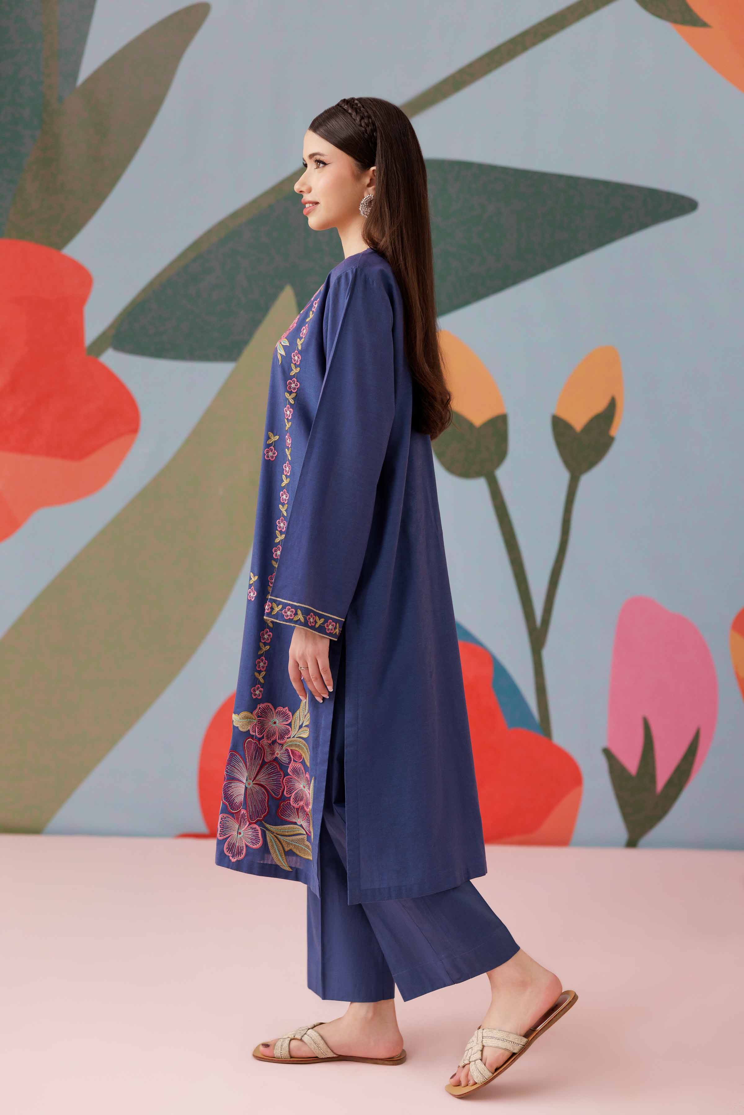 2 Piece - Printed Embroidered Suit - PS25-182