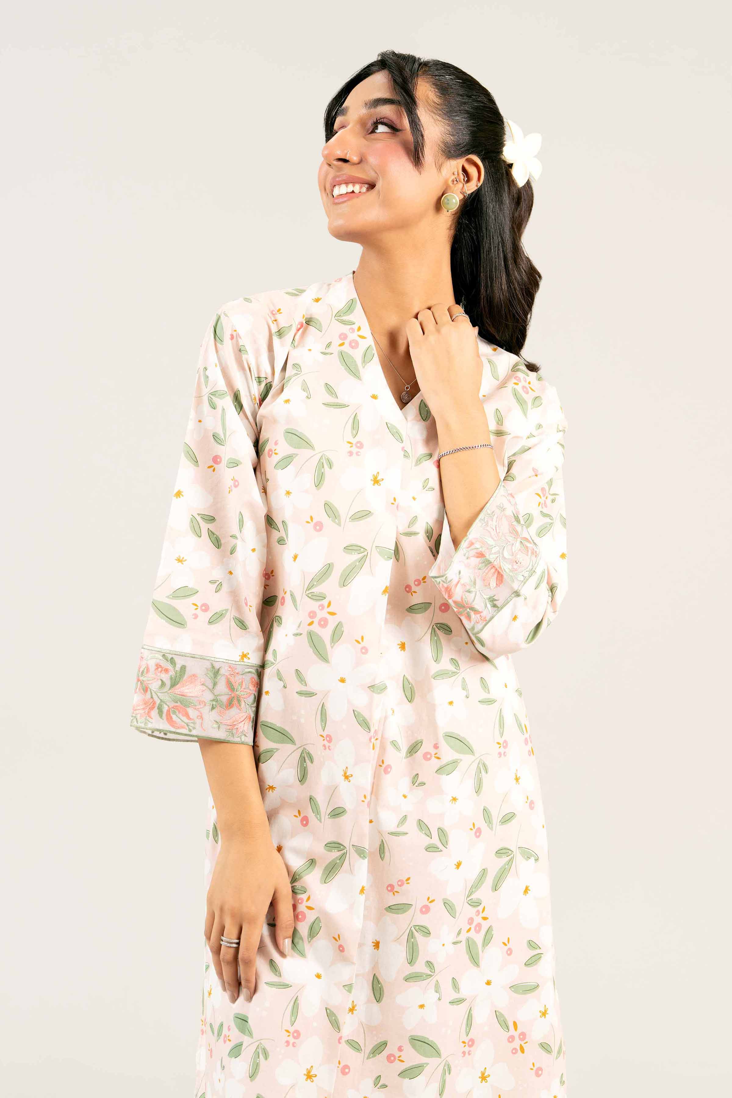 2 Piece - Printed Embroidered Suit - PS25-23