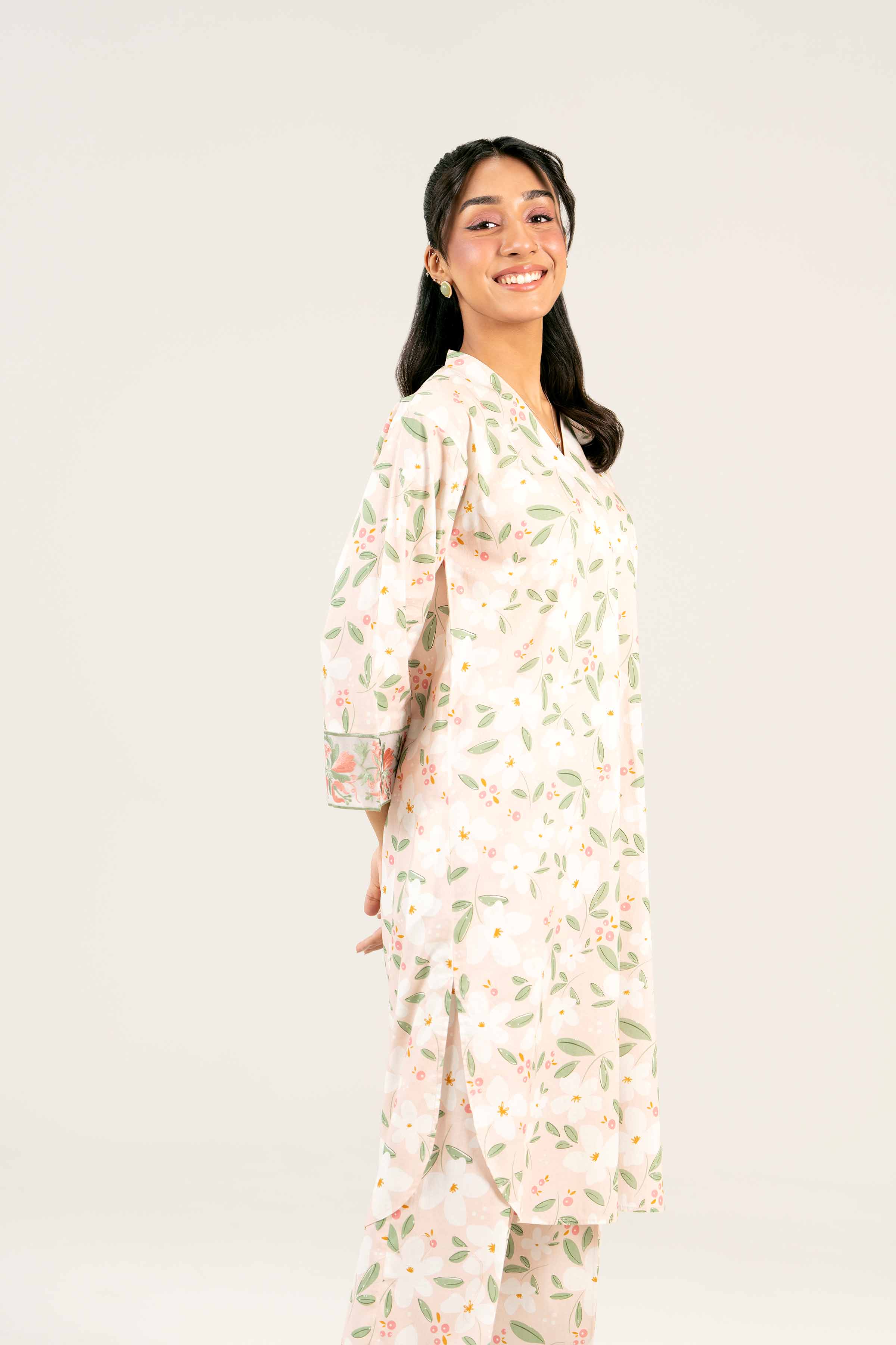 2 Piece - Printed Embroidered Suit - PS25-23