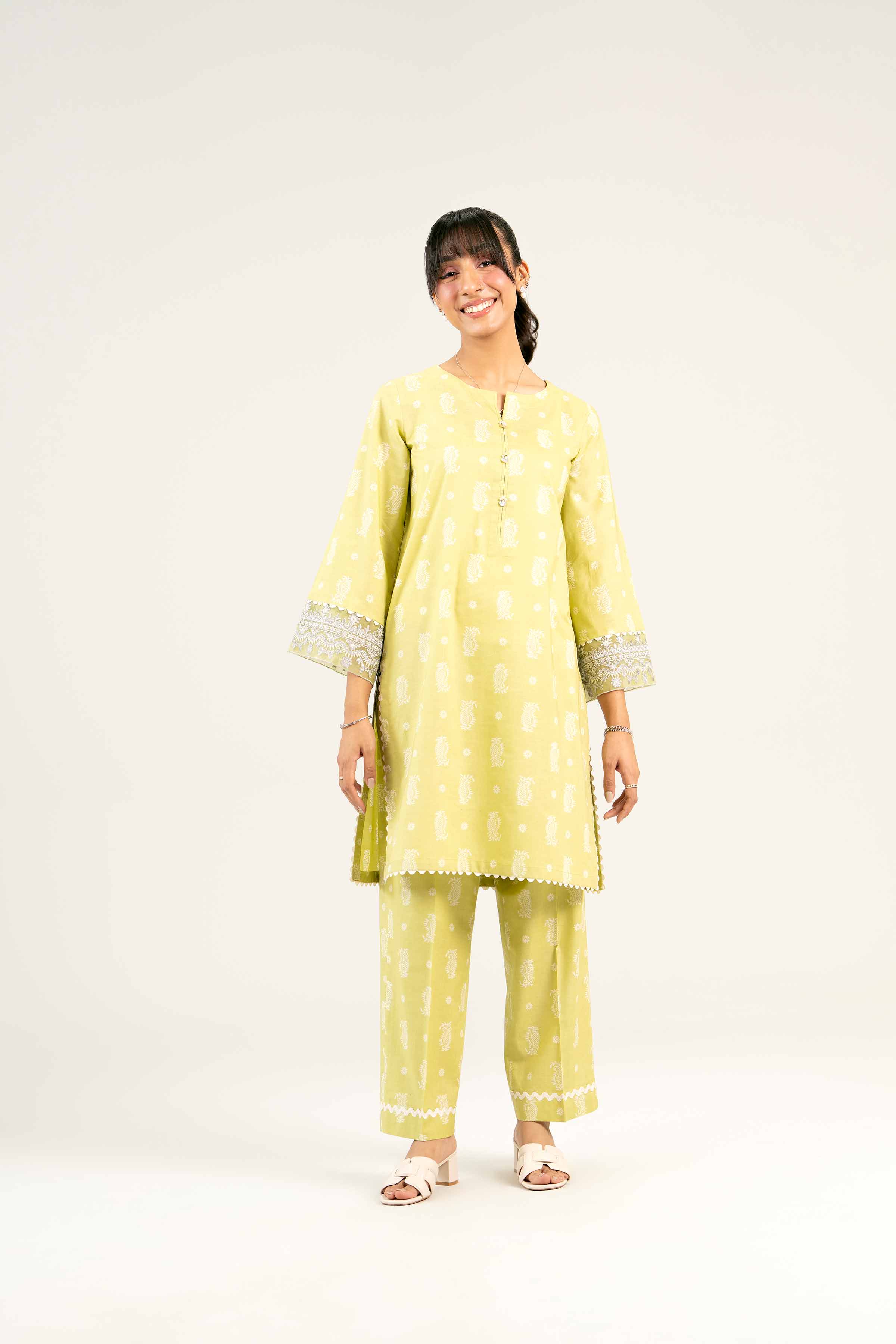 2 Piece - Printed Embroidered Suit - PS25-26