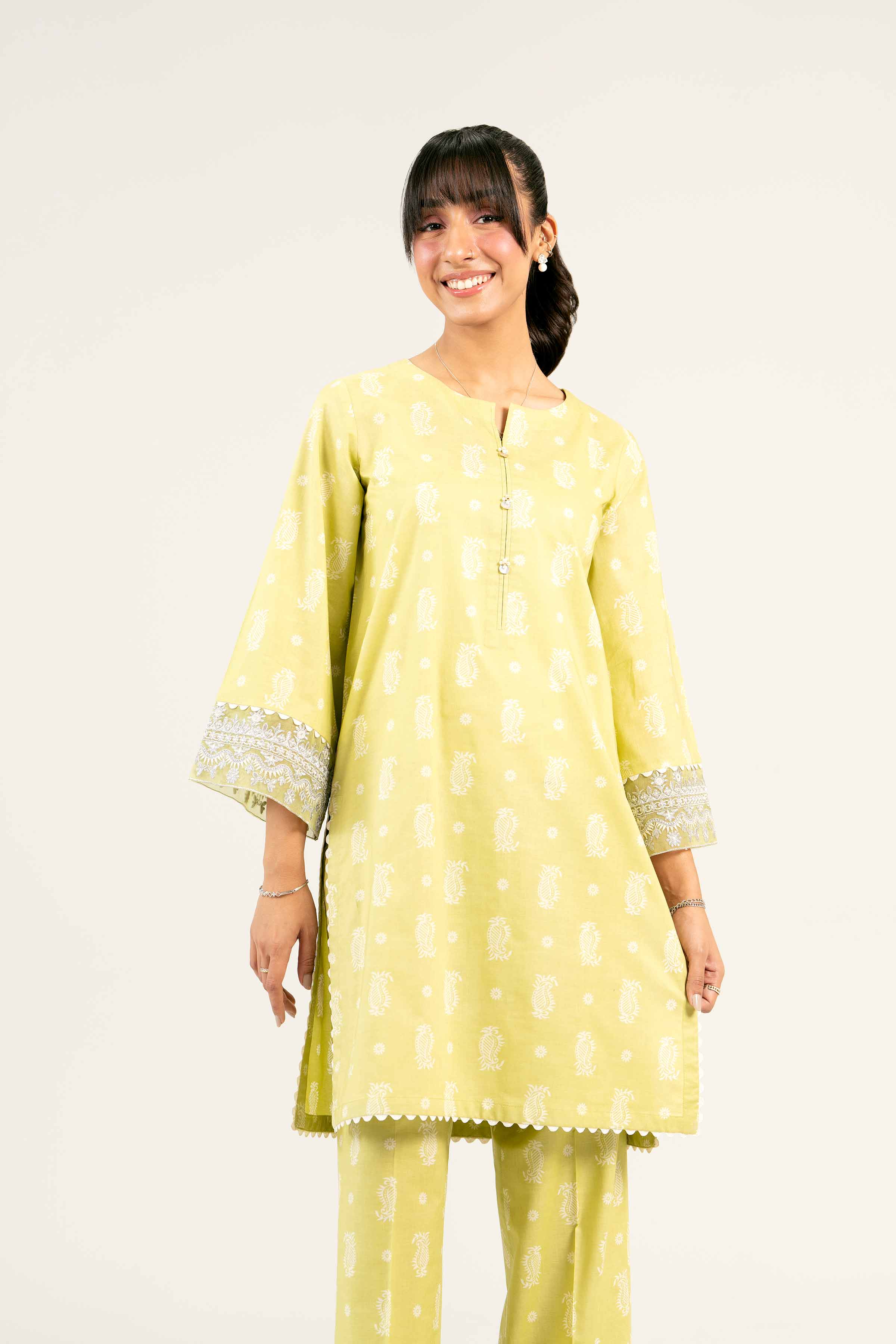2 Piece - Printed Embroidered Suit - PS25-26