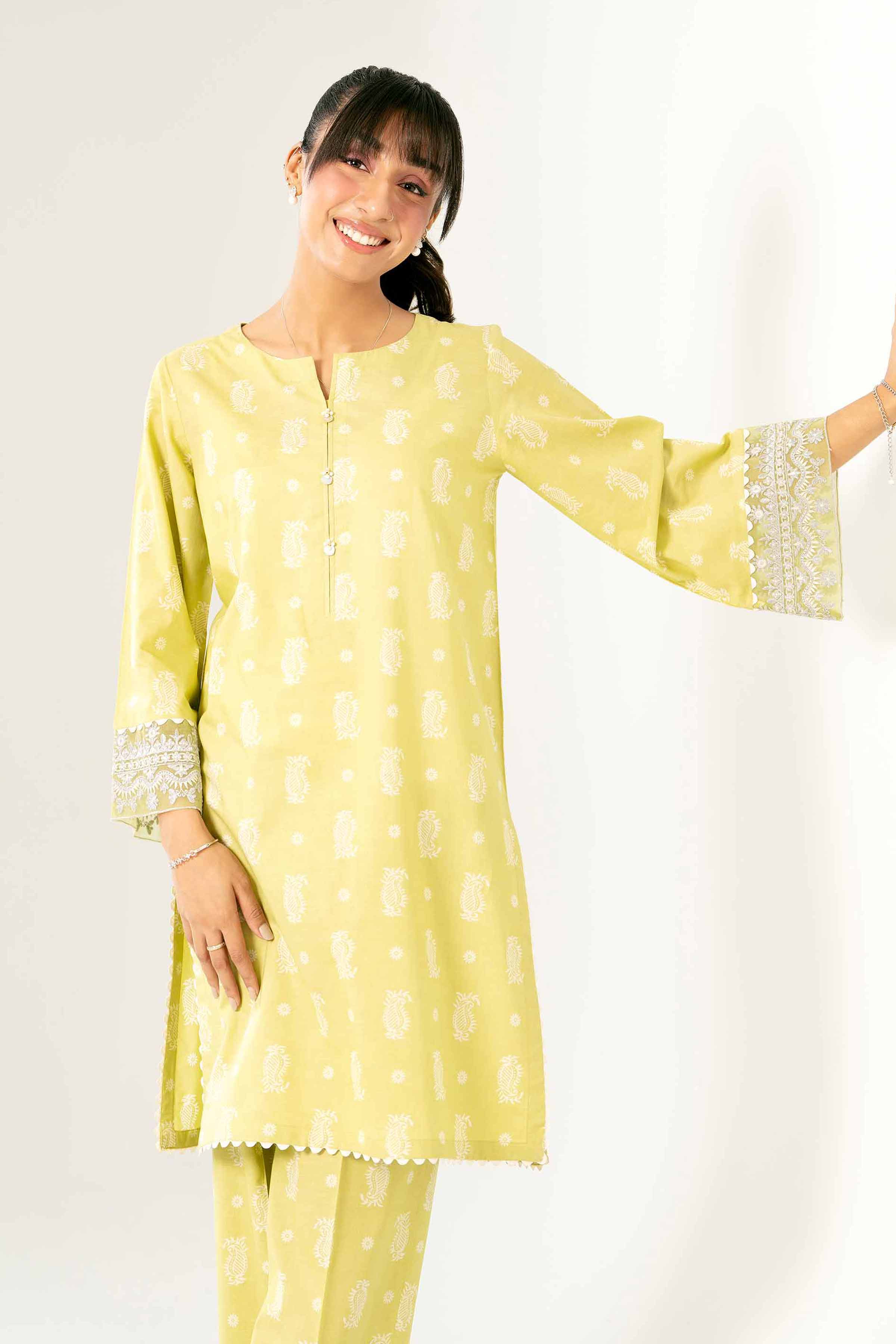 2 Piece - Printed Embroidered Suit - PS25-26
