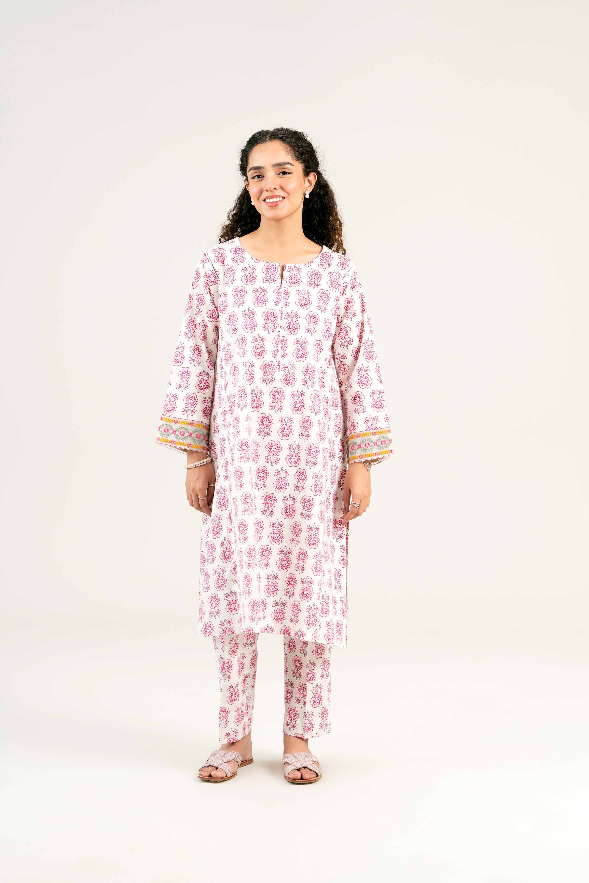 2 Piece - Printed Embroidered Suit - PS25-27