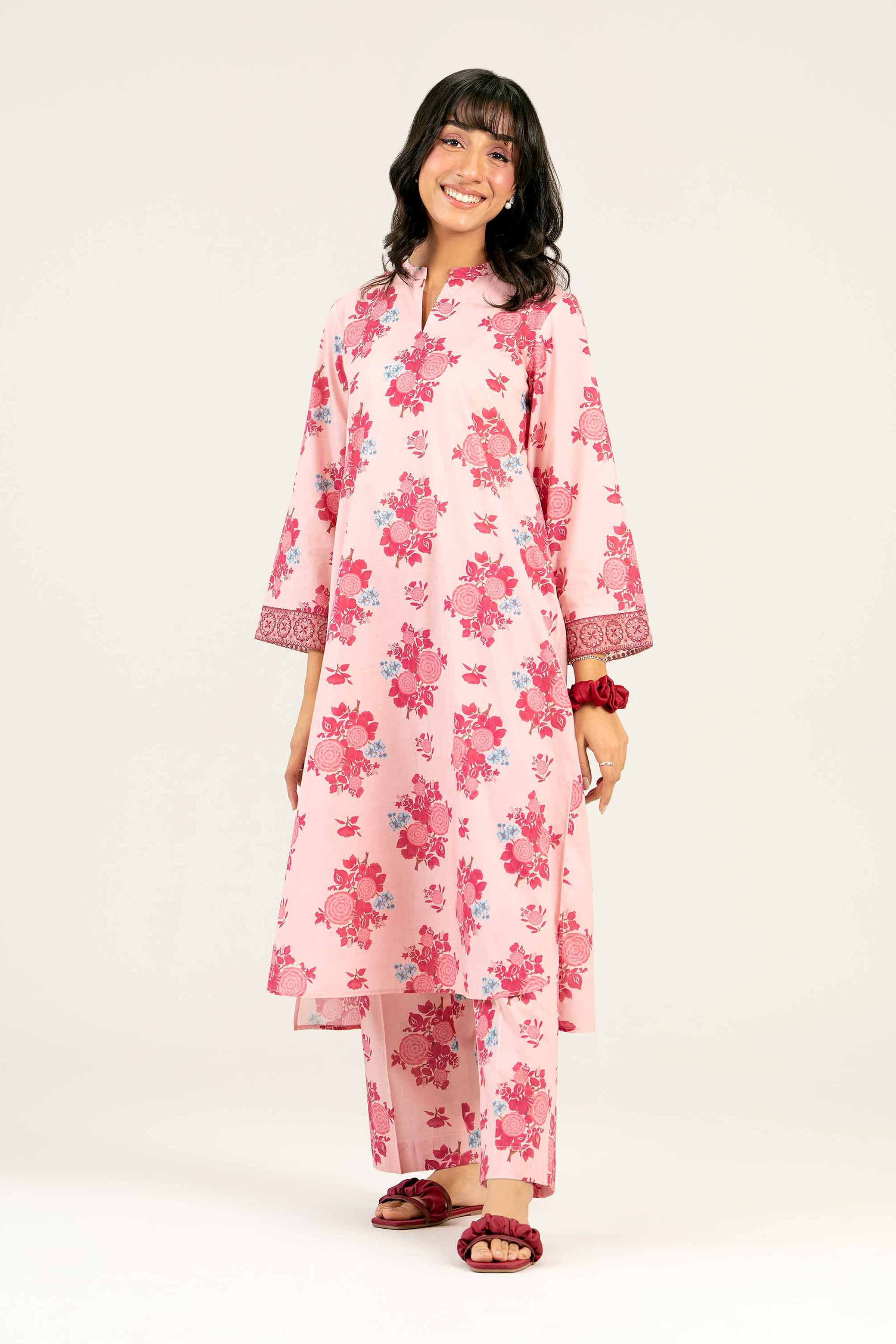 2 Piece - Printed Embroidered Suit - PS25-29