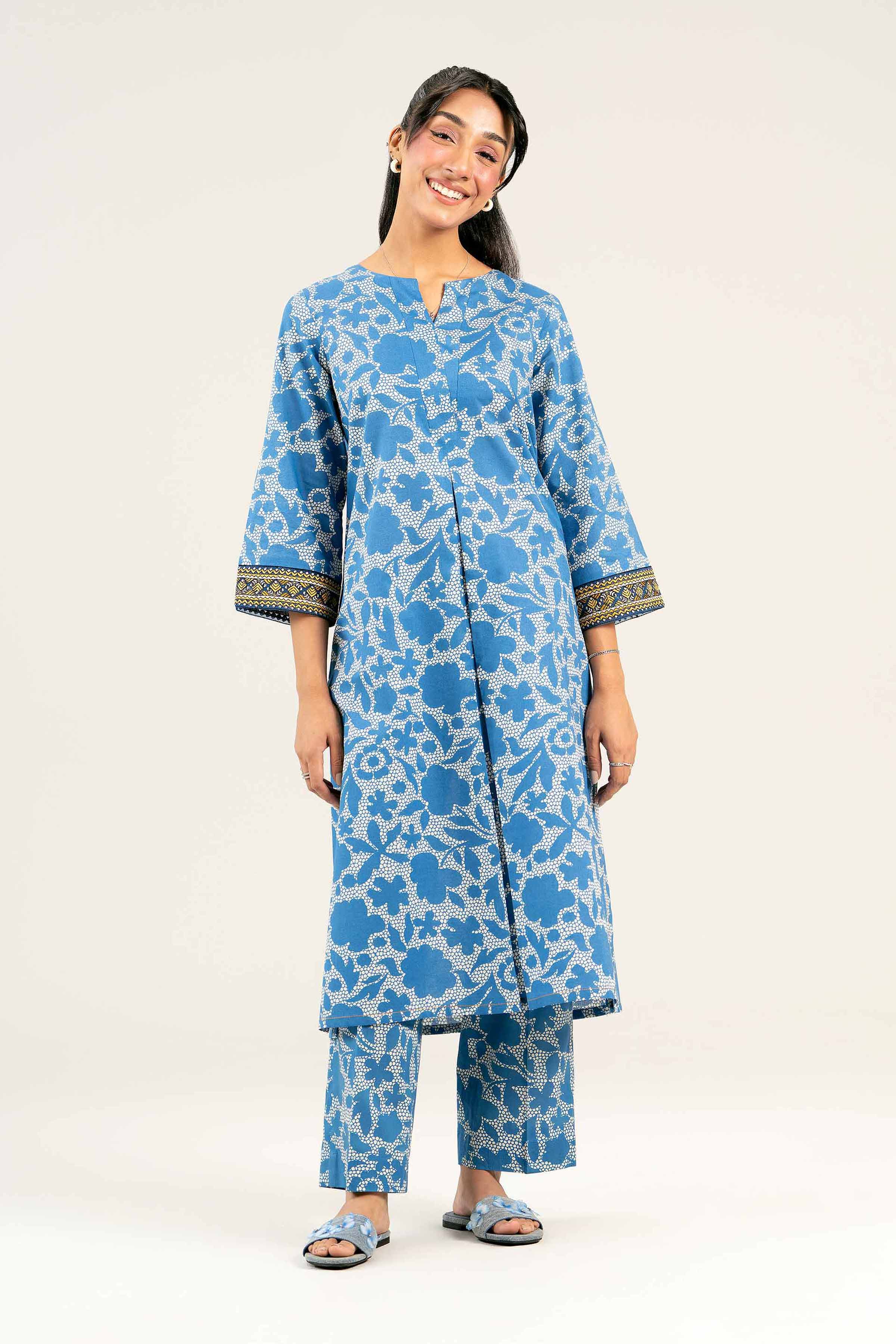 2 Piece - Printed Embroidered Suit - PS25-31