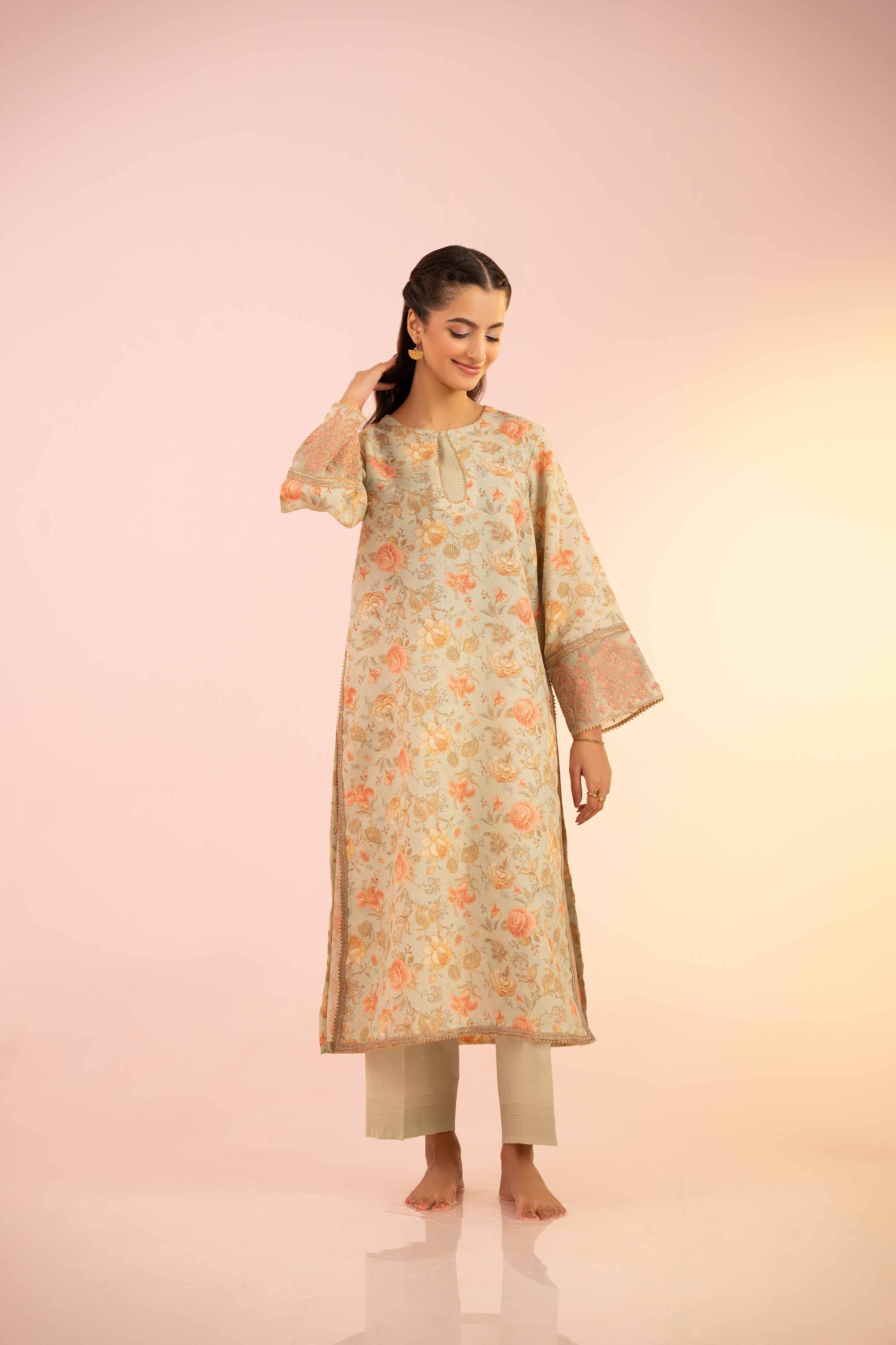 2 Piece - Printed Embroidered Suit - PS25-32