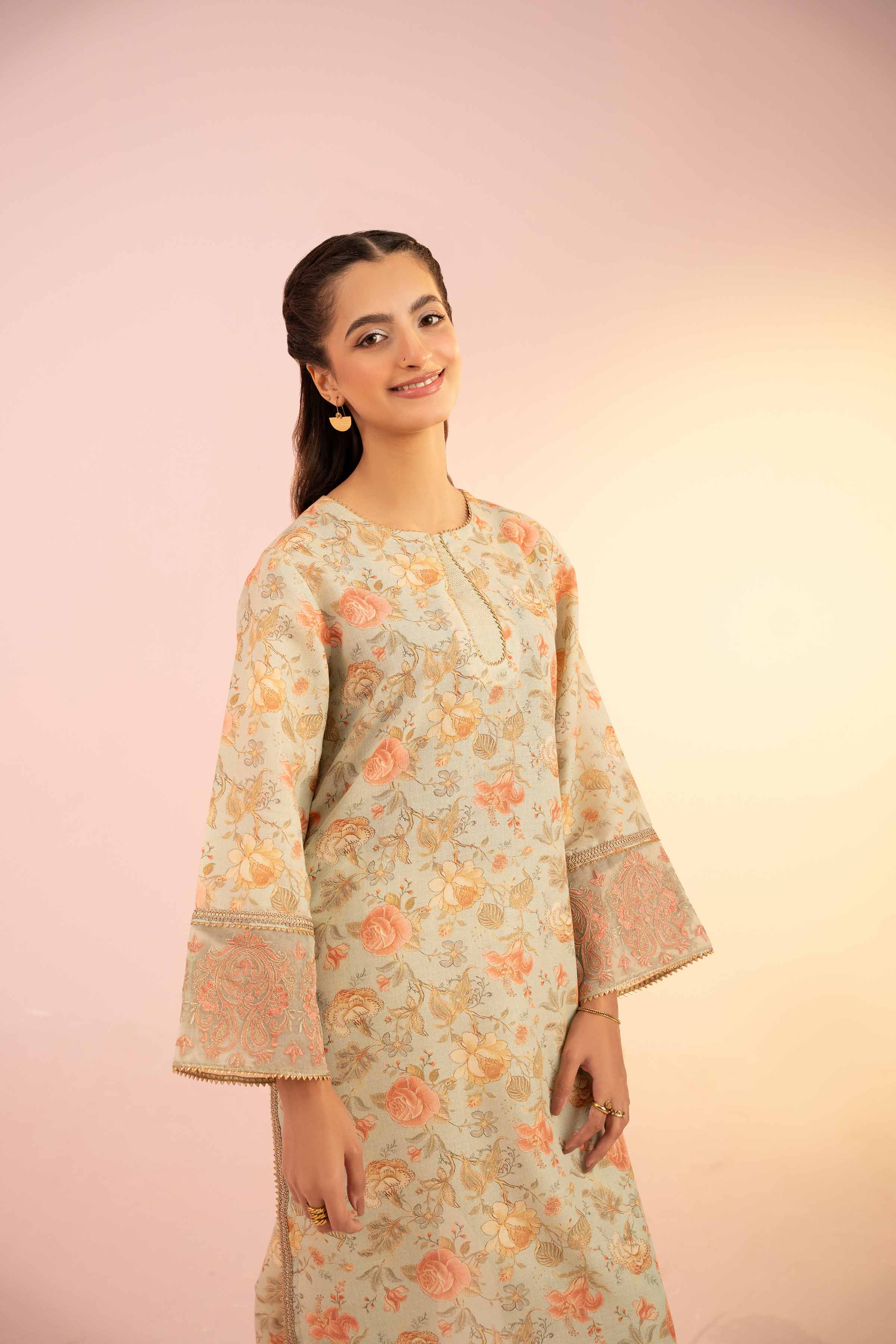 2 Piece - Printed Embroidered Suit - PS25-32