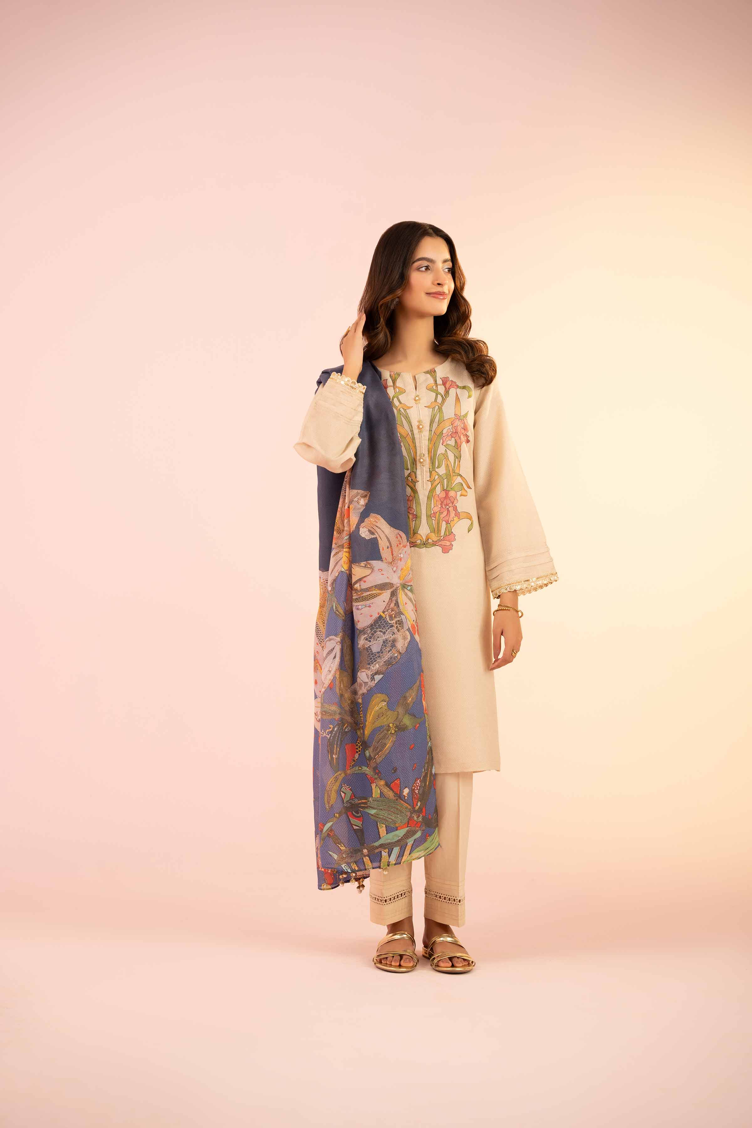 3 Piece - Printed Embroidered Suit - PS25-45