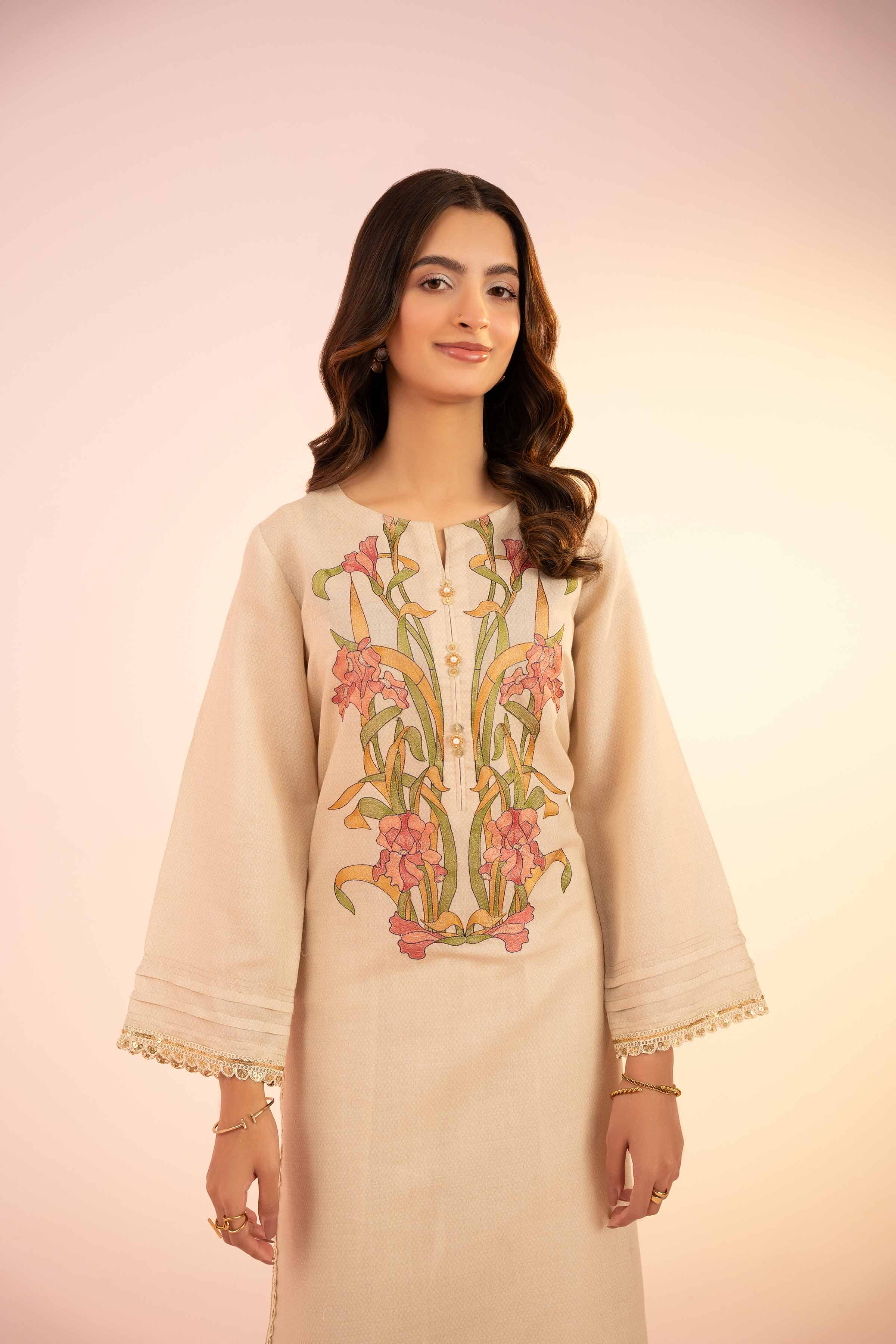 3 Piece - Printed Embroidered Suit - PS25-45