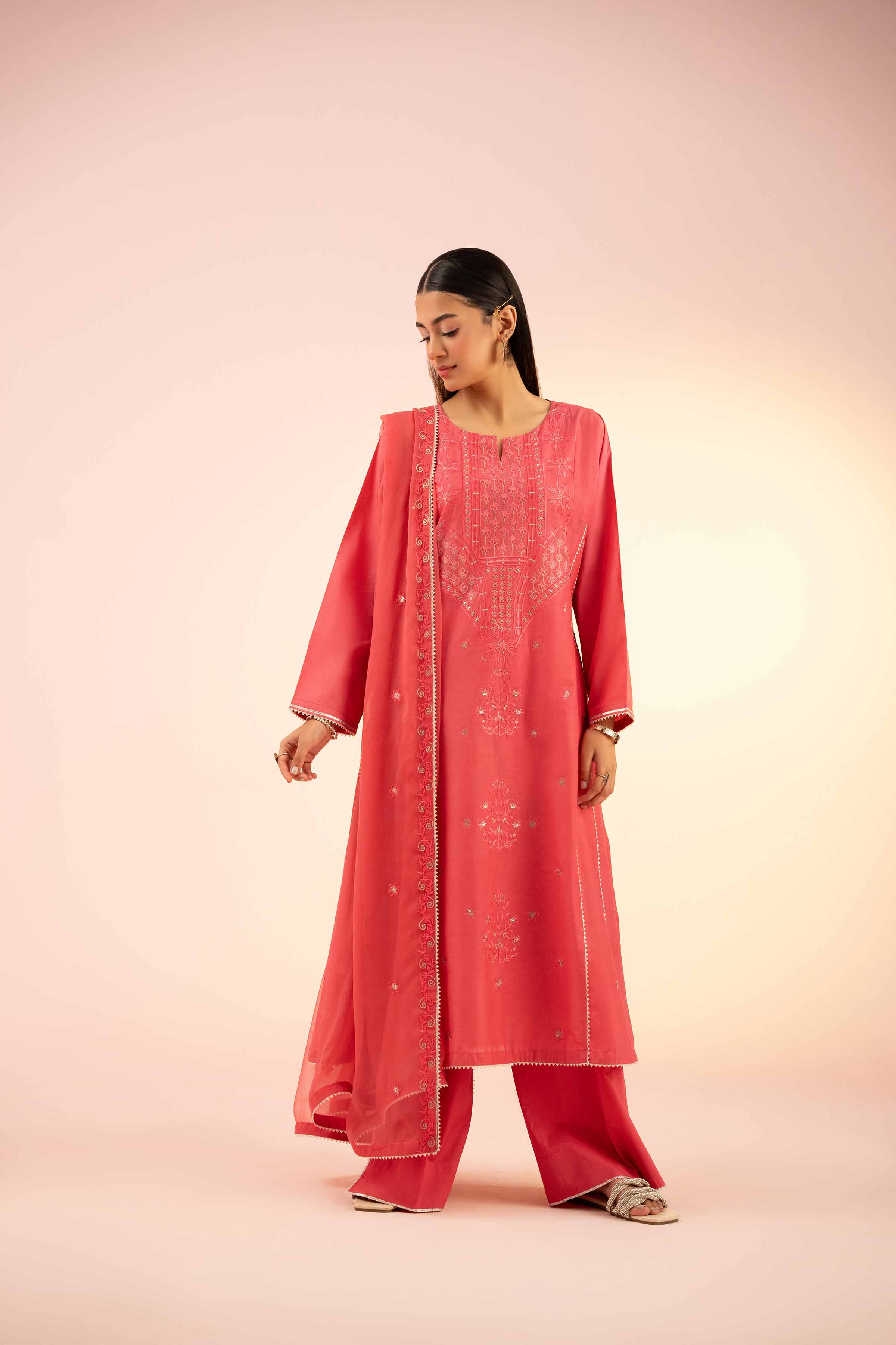 3 Piece - Embroidered Suit - PS25-64