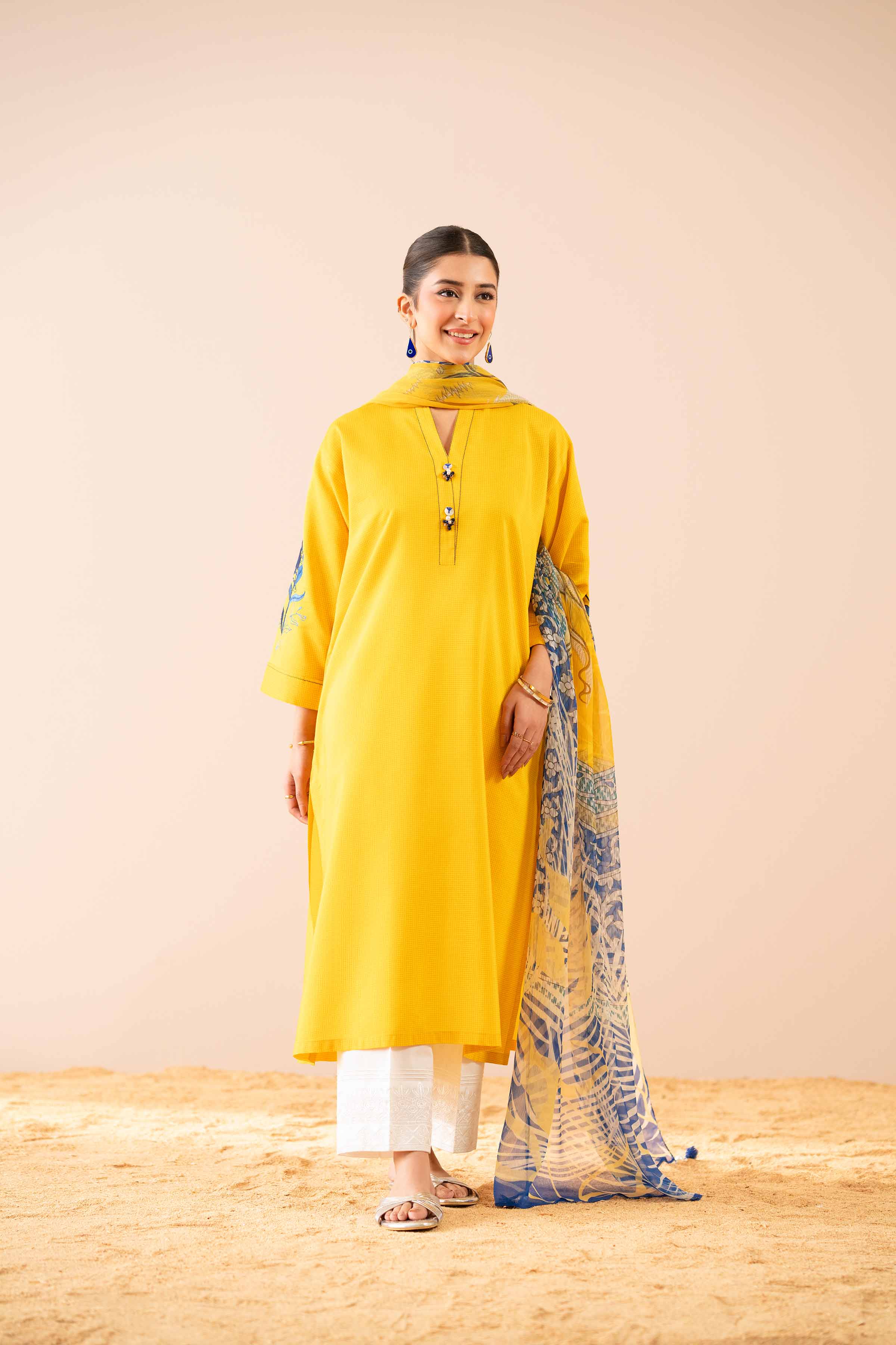 2 Piece - Printed Embroidered Suit - PS25-68