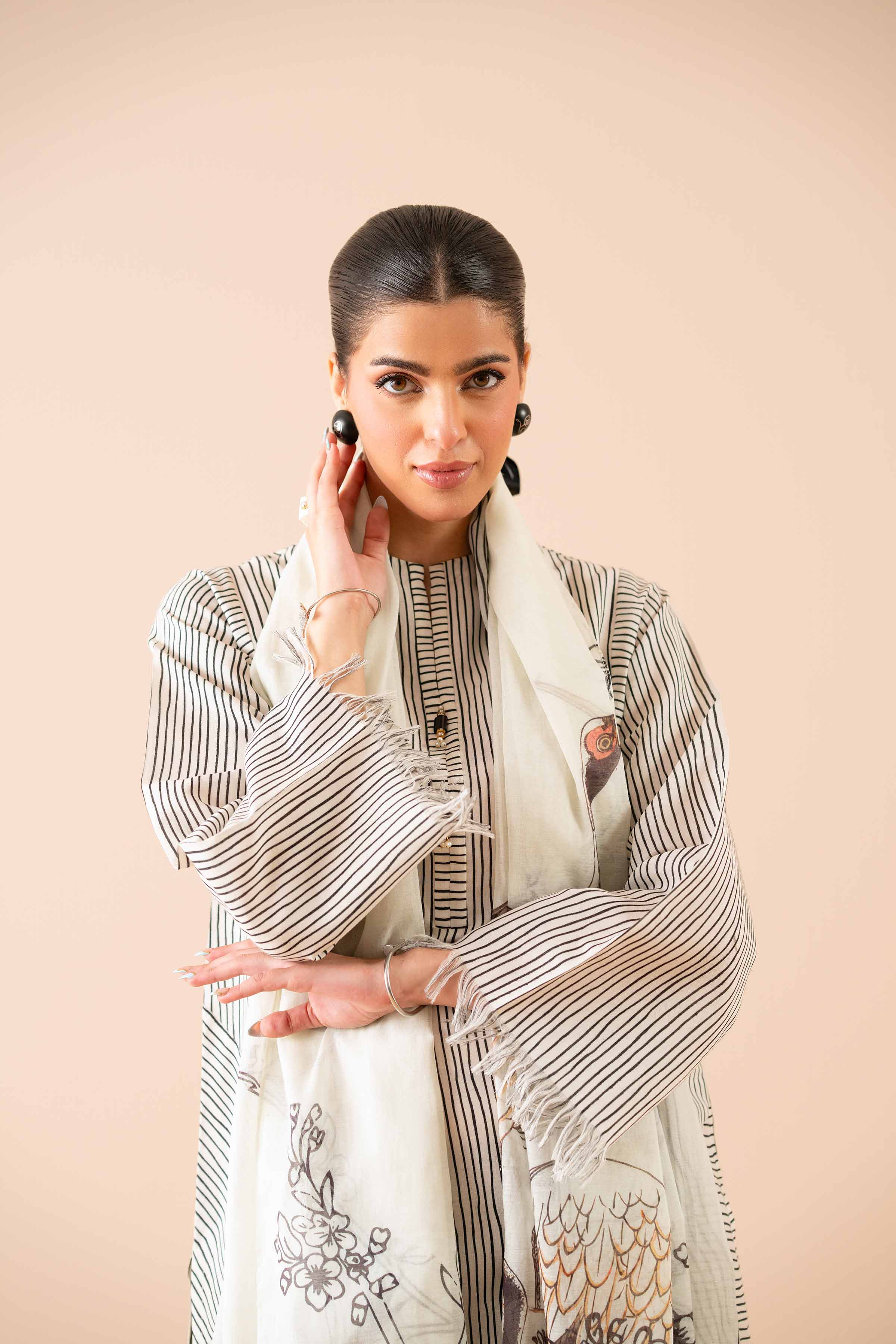 2 Piece - Printed Embroidered Suit - PS25-84