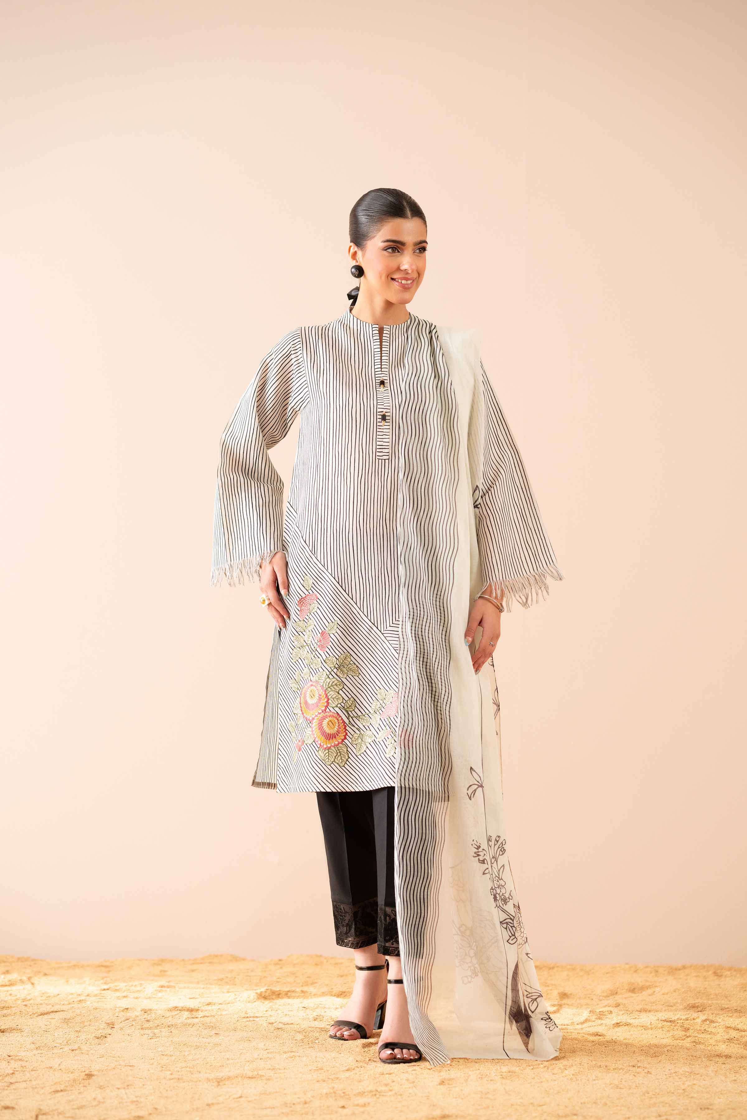 2 Piece - Printed Embroidered Suit - PS25-84