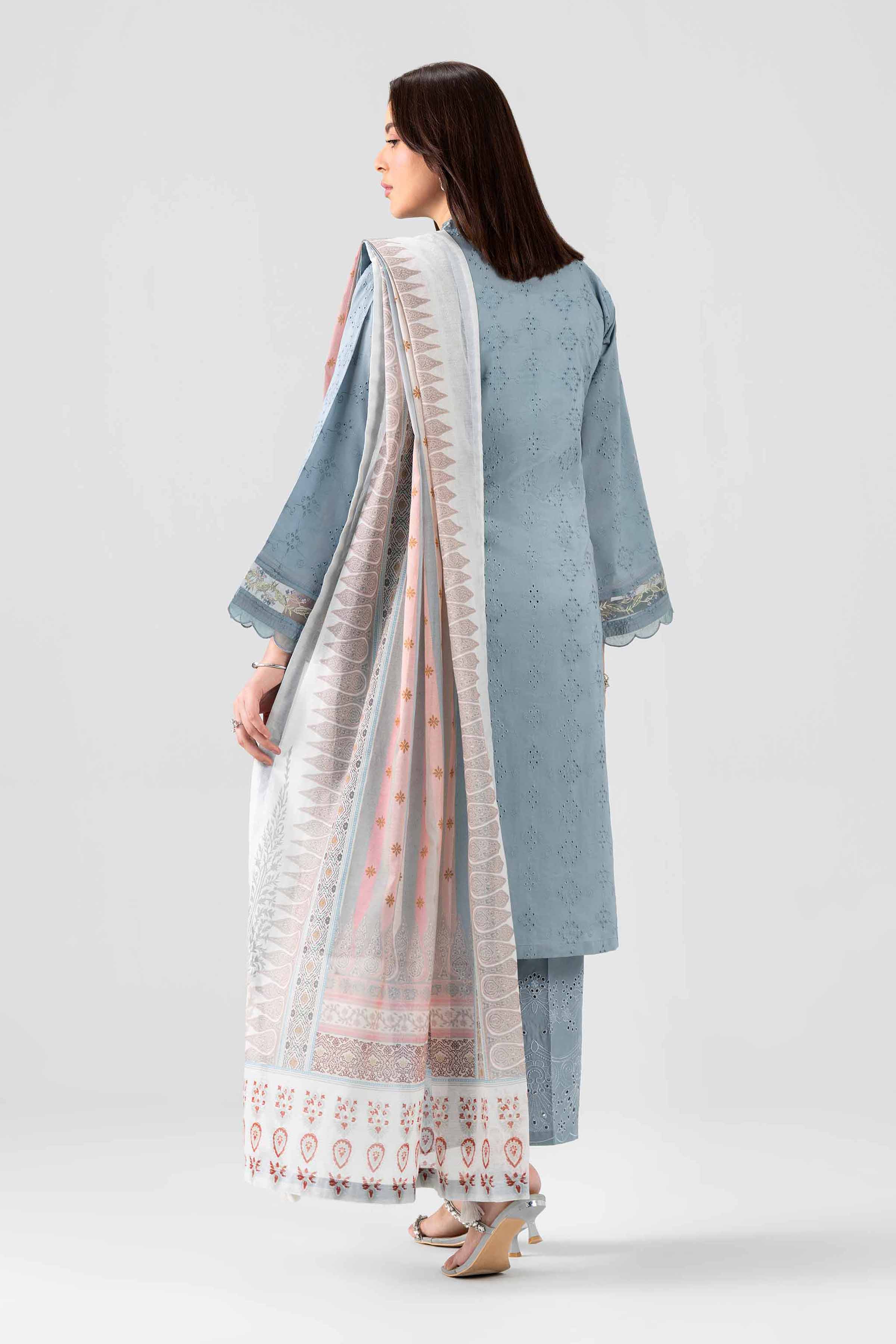 3 Piece - Printed Embroidered Suit - PS26-117