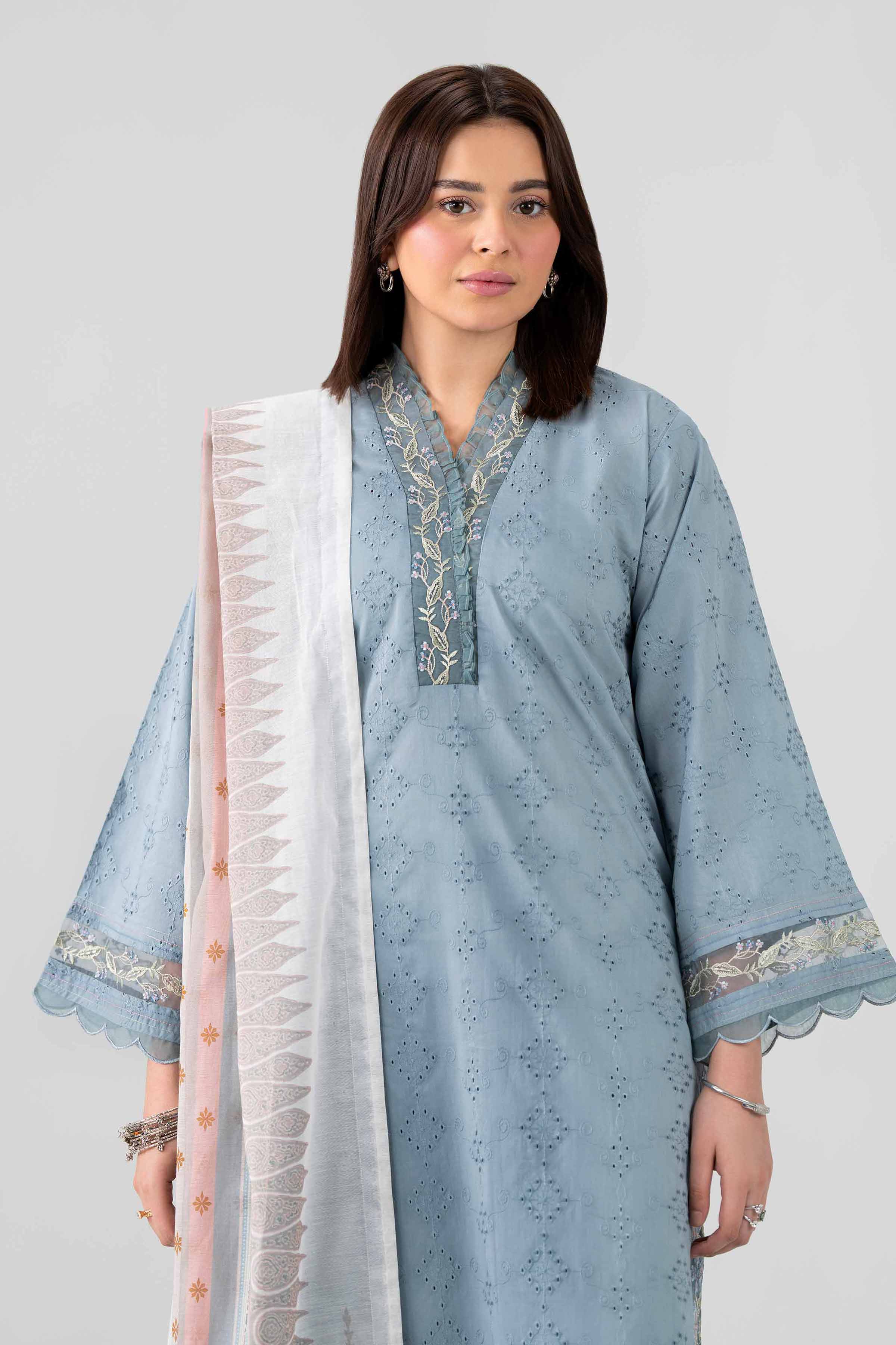 3 Piece - Printed Embroidered Suit - PS26-117
