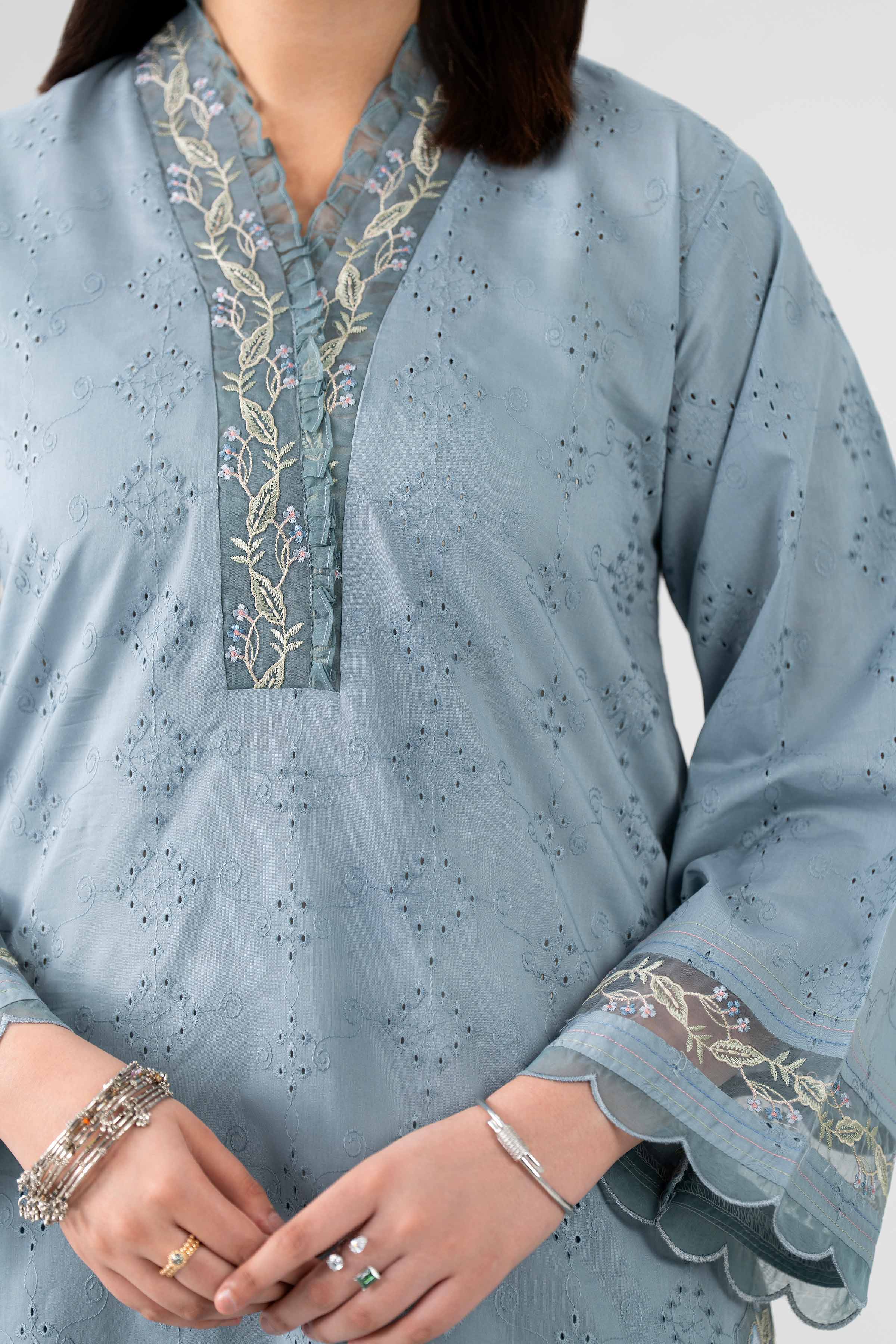 3 Piece - Printed Embroidered Suit - PS26-117
