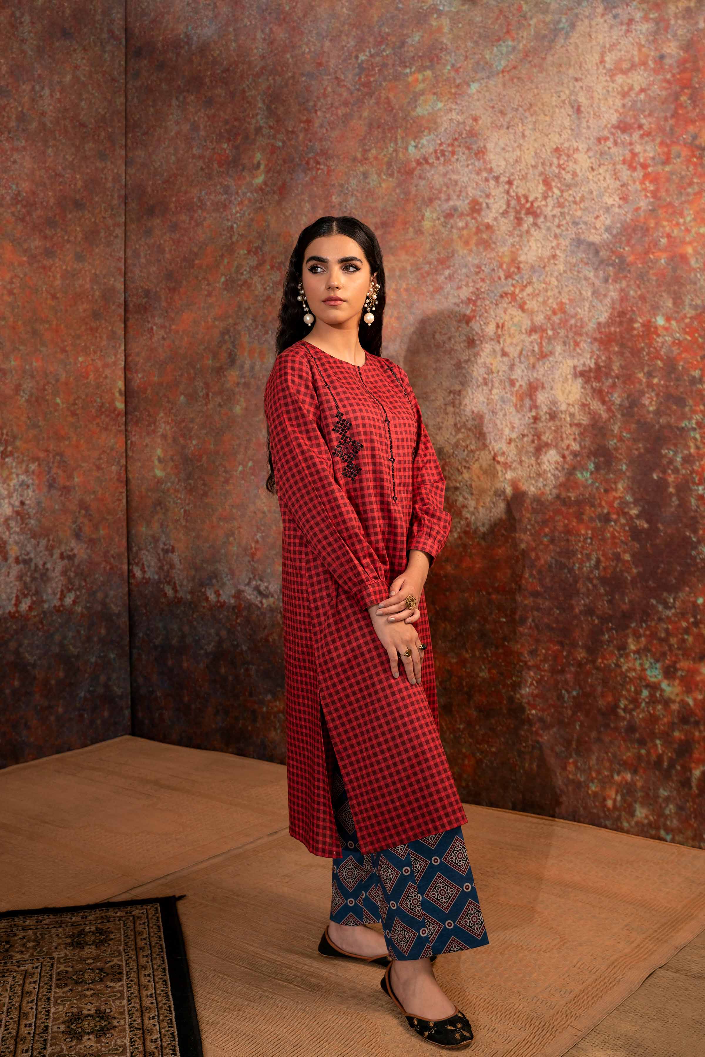 2 Piece - Printed Embroidered Suit - PW23-219