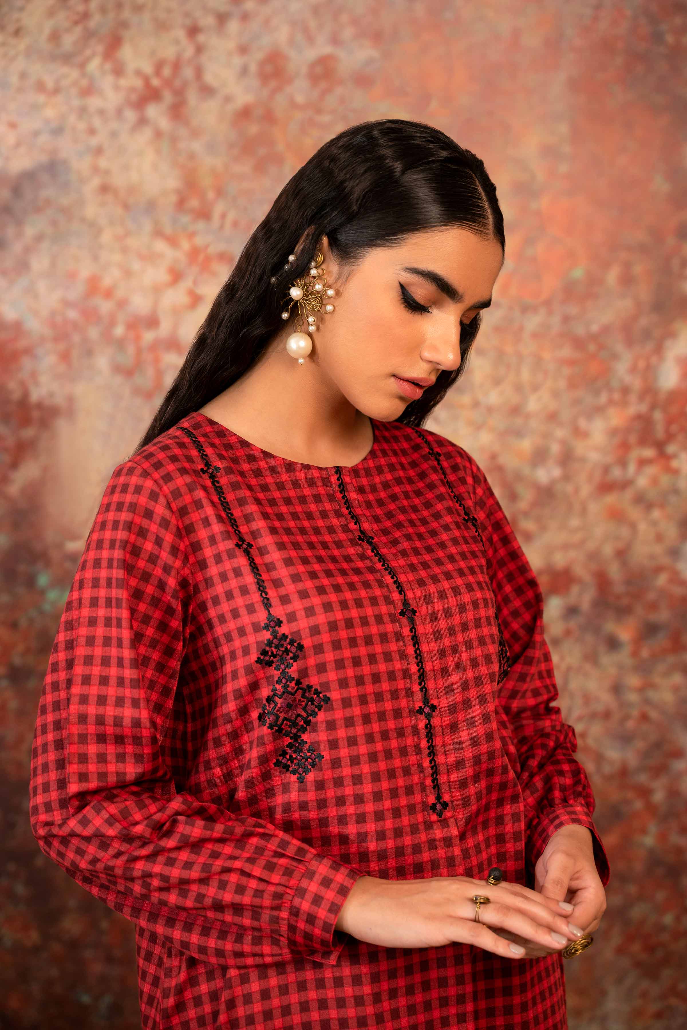 2 Piece - Printed Embroidered Suit - PW23-219