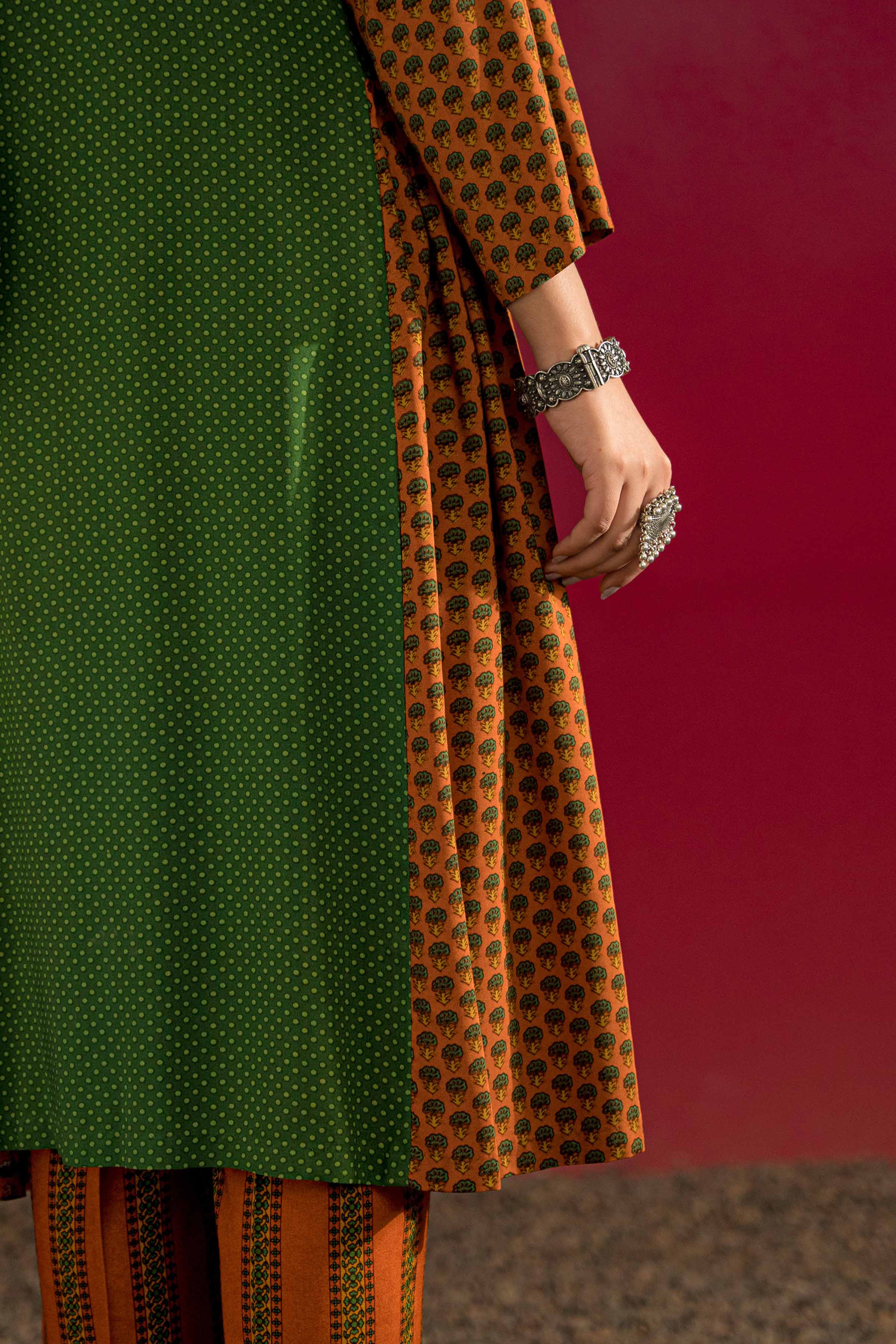 2 Piece - Printed Embroidered Suit - PW23-244