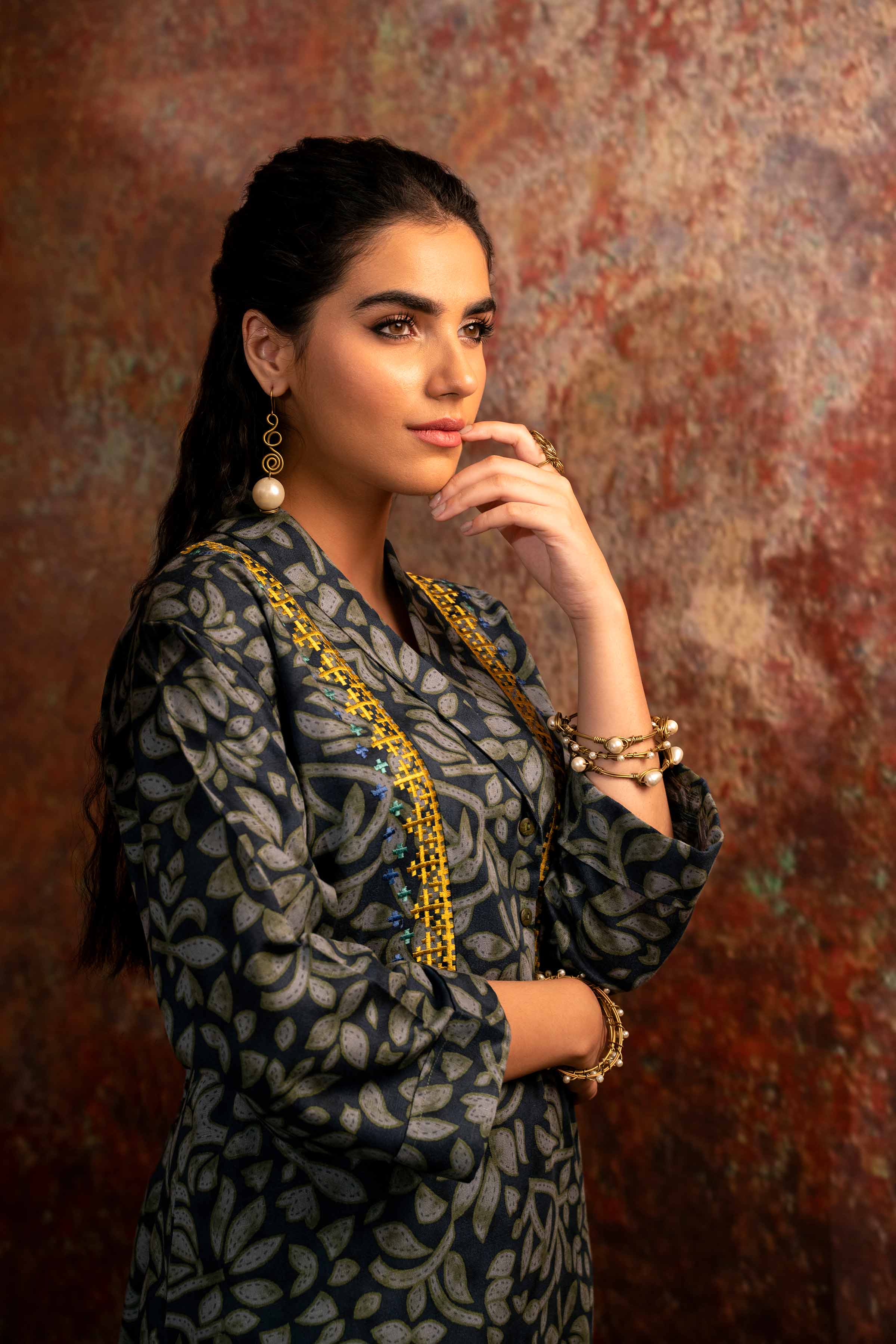 2 Piece - Printed Embroidered Suit - PW23-252