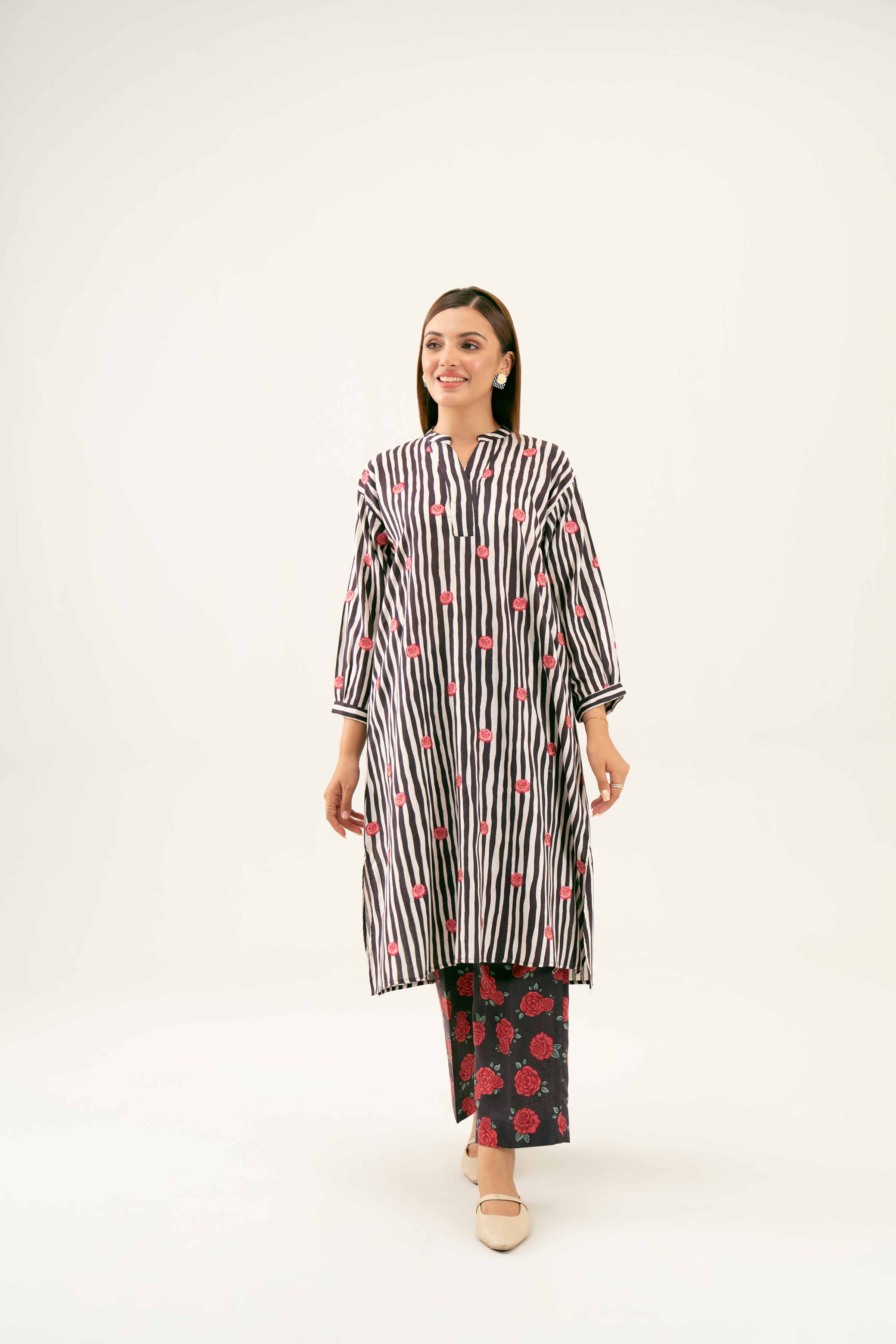 2 Piece - Printed Embroidered Suit - PW24-180