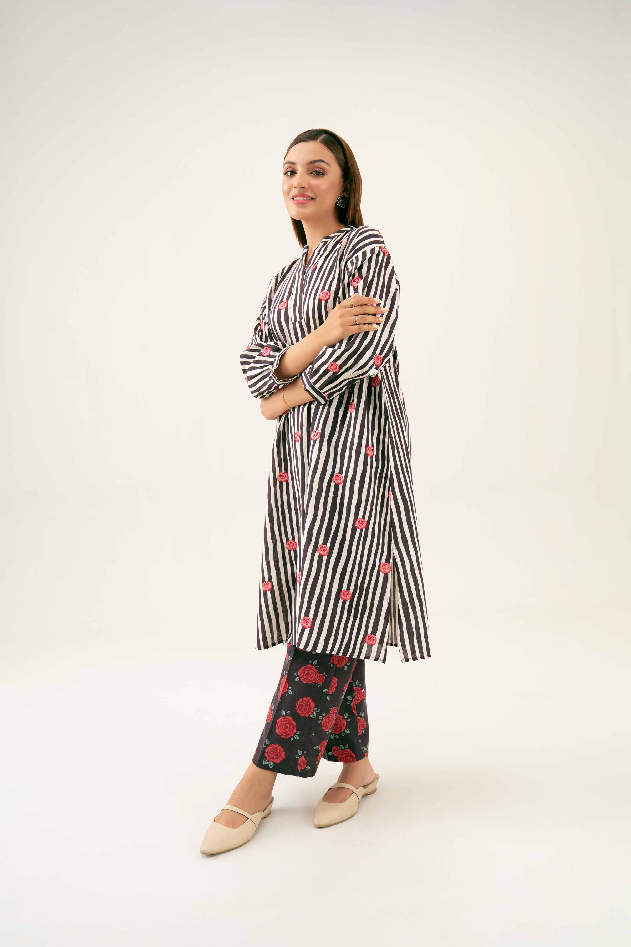2 Piece - Printed Embroidered Suit - PW24-180