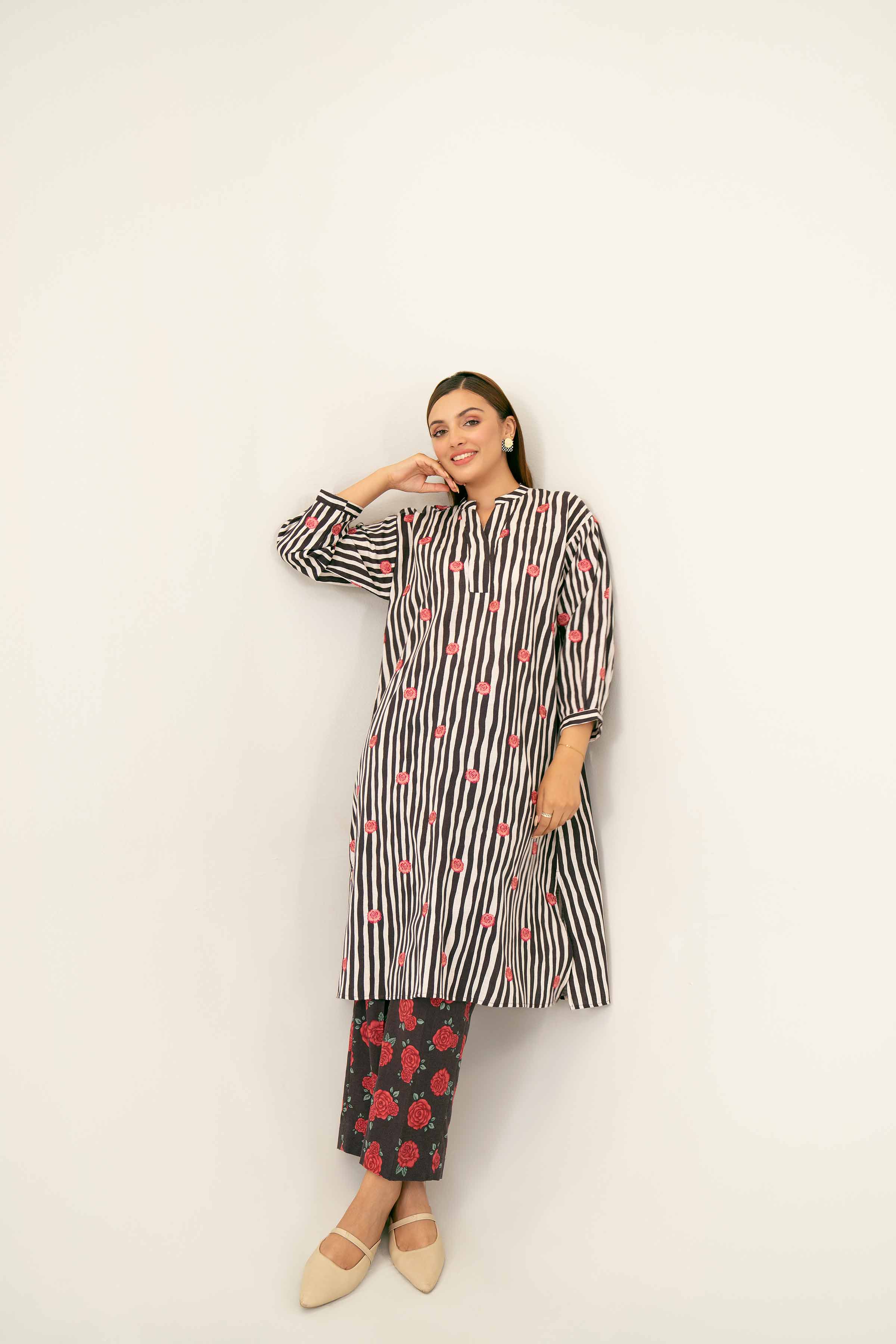 2 Piece - Printed Embroidered Suit - PW24-180