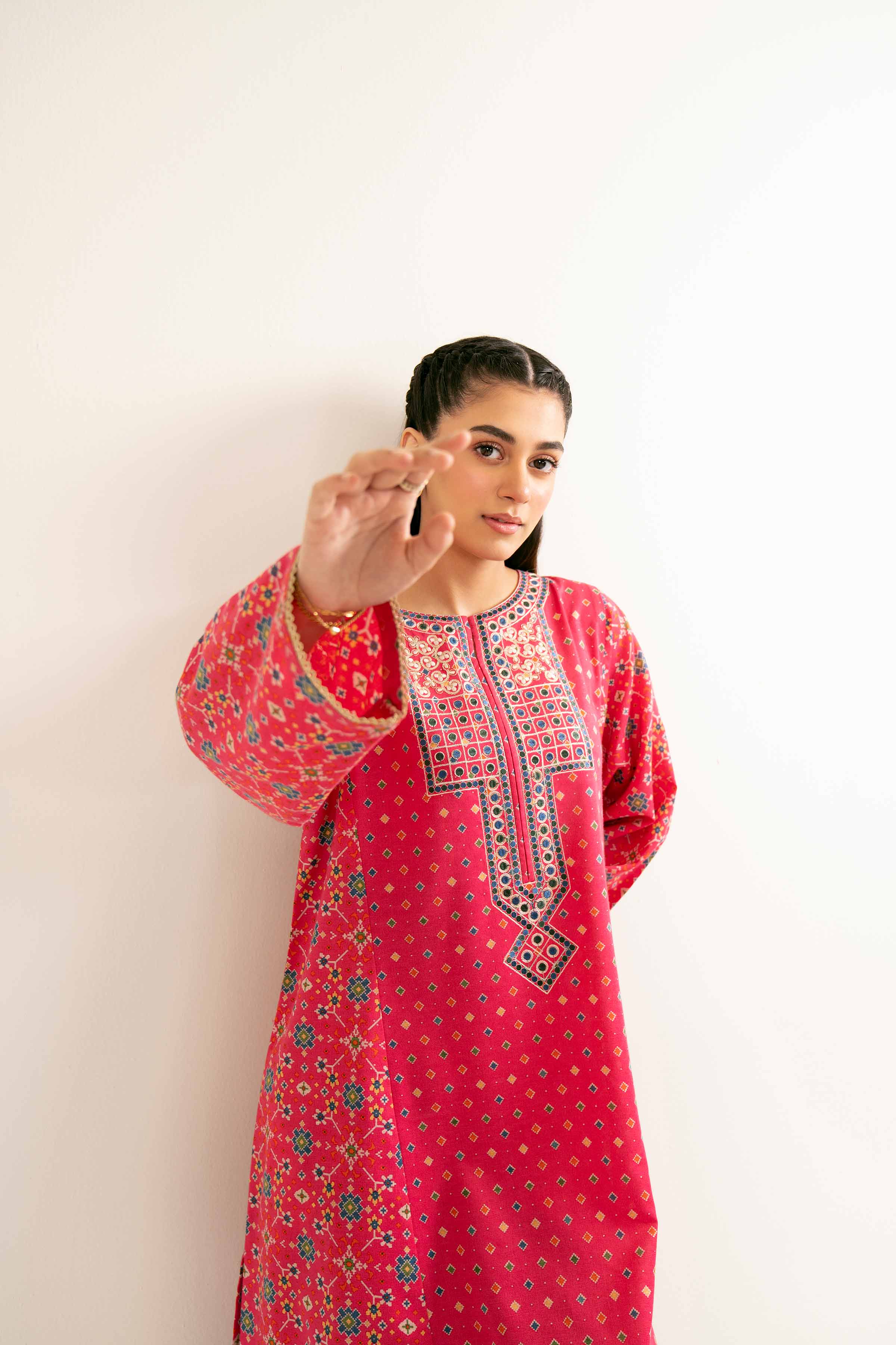 2 Piece - Printed Embroidered Suit - PW24-181