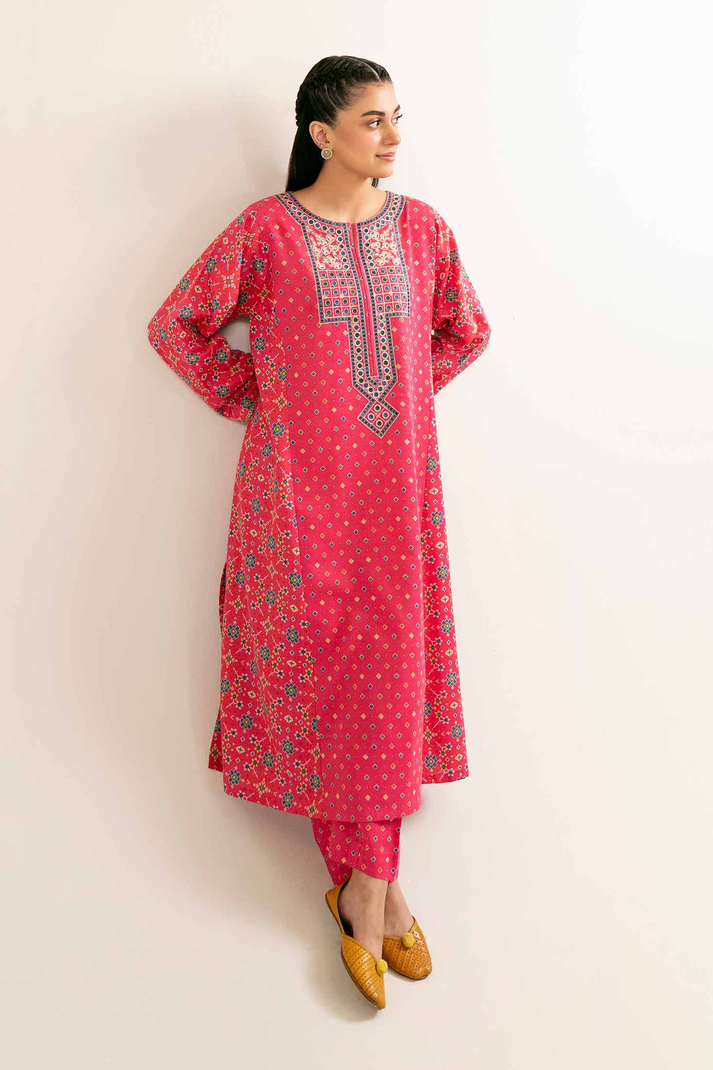 2 Piece - Printed Embroidered Suit - PW24-181