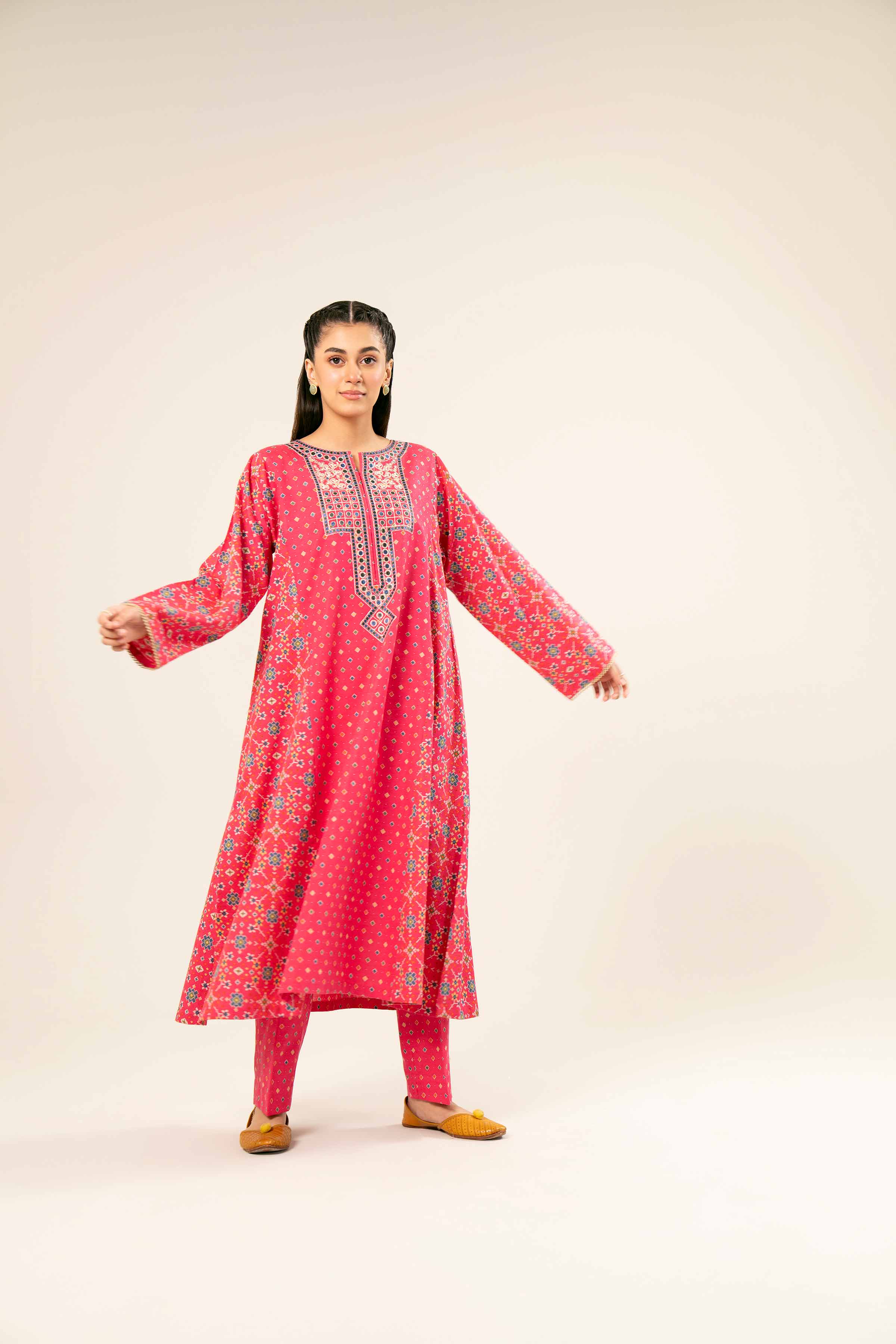 2 Piece - Printed Embroidered Suit - PW24-181