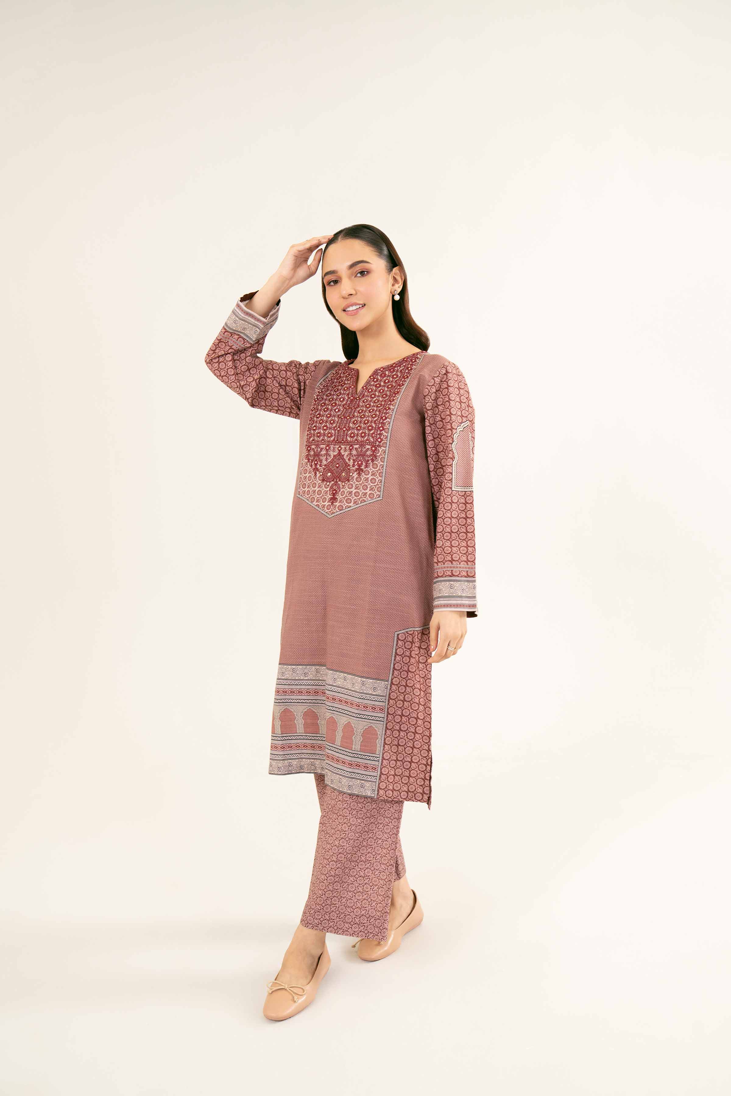 2 Piece - Printed Embroidered Suit - PW24-196