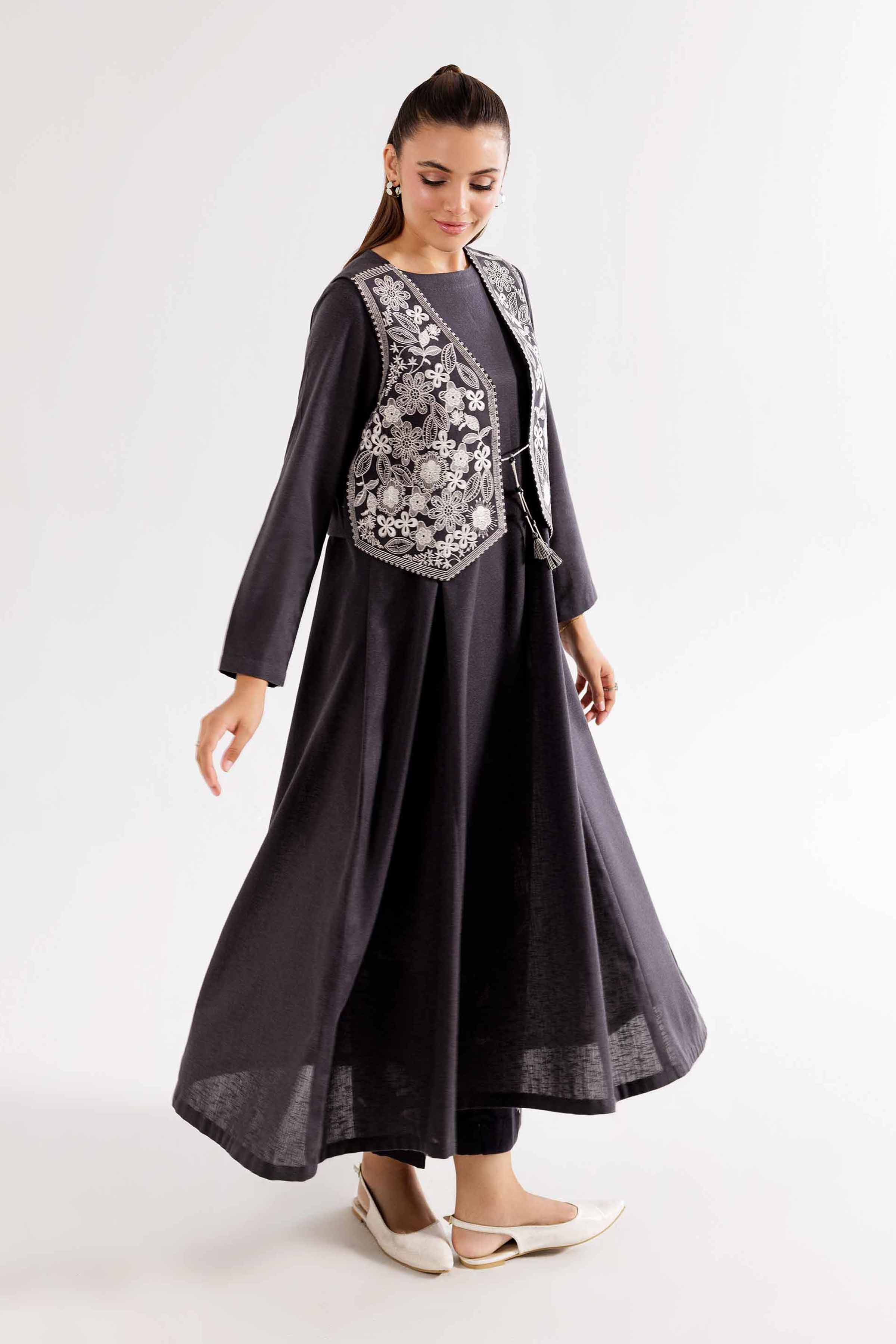 3 Piece - Printed Embroidered Suit - PW24-225