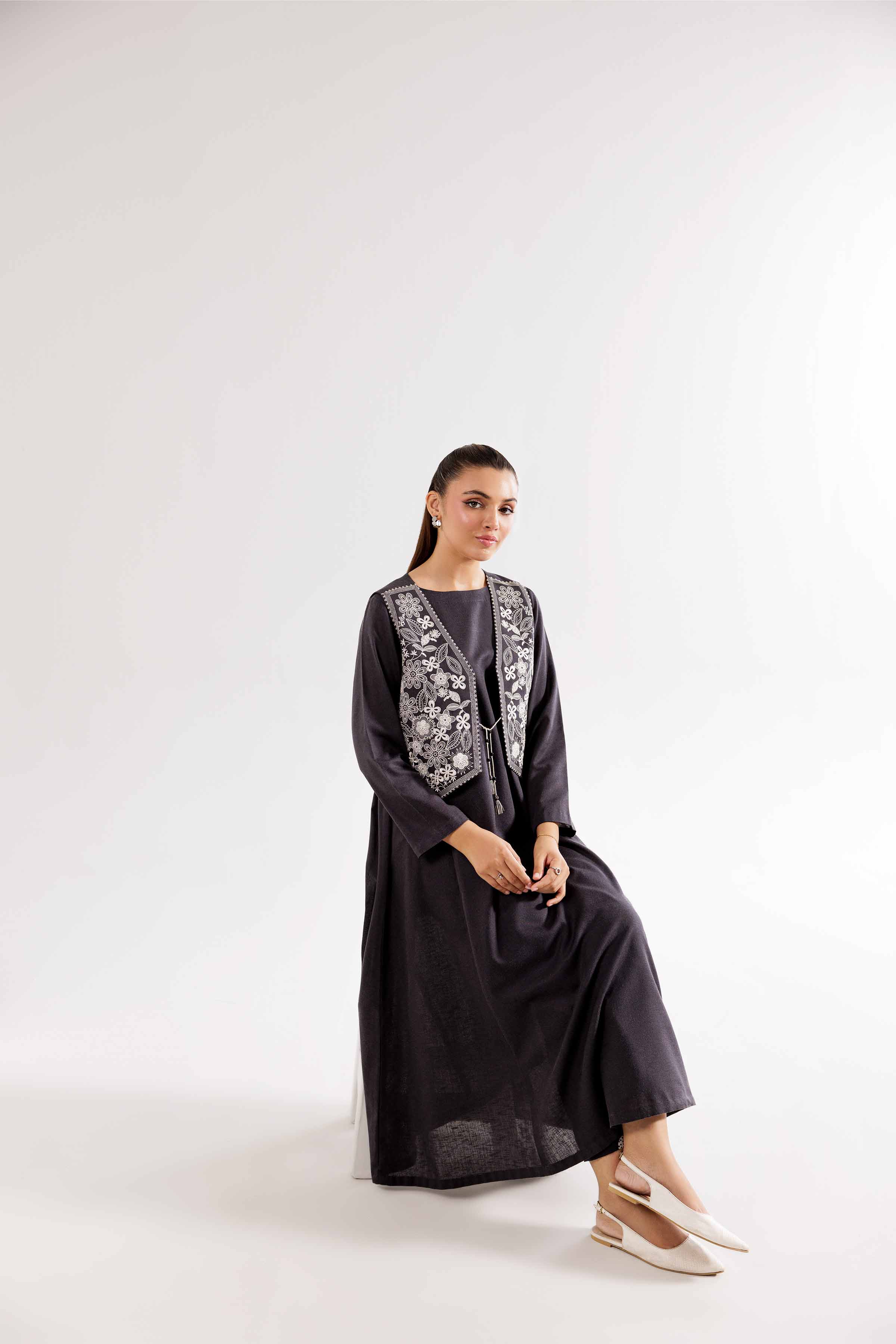 3 Piece - Printed Embroidered Suit - PW24-225