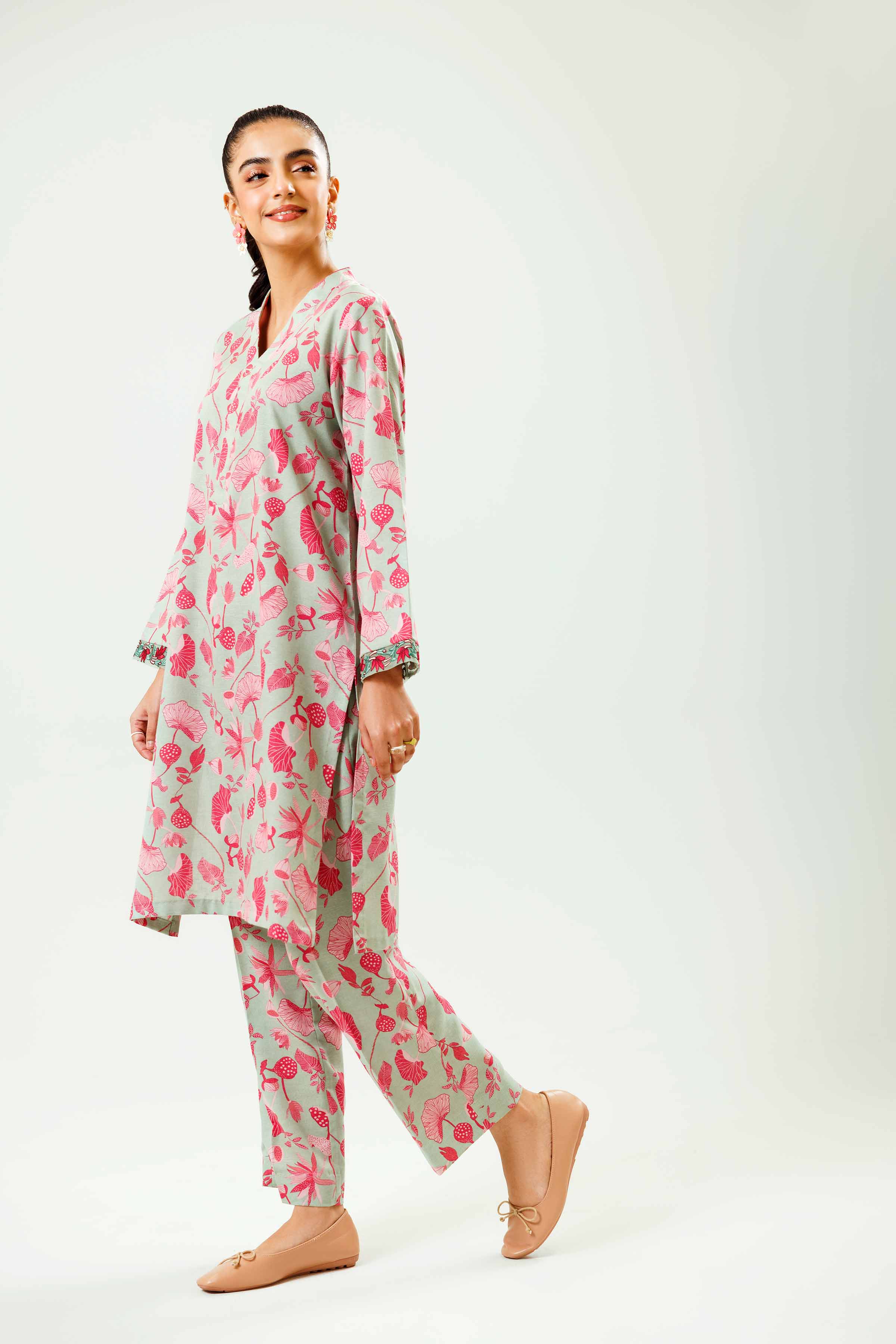 2 Piece - Printed Embroidered Suit - PW24-227
