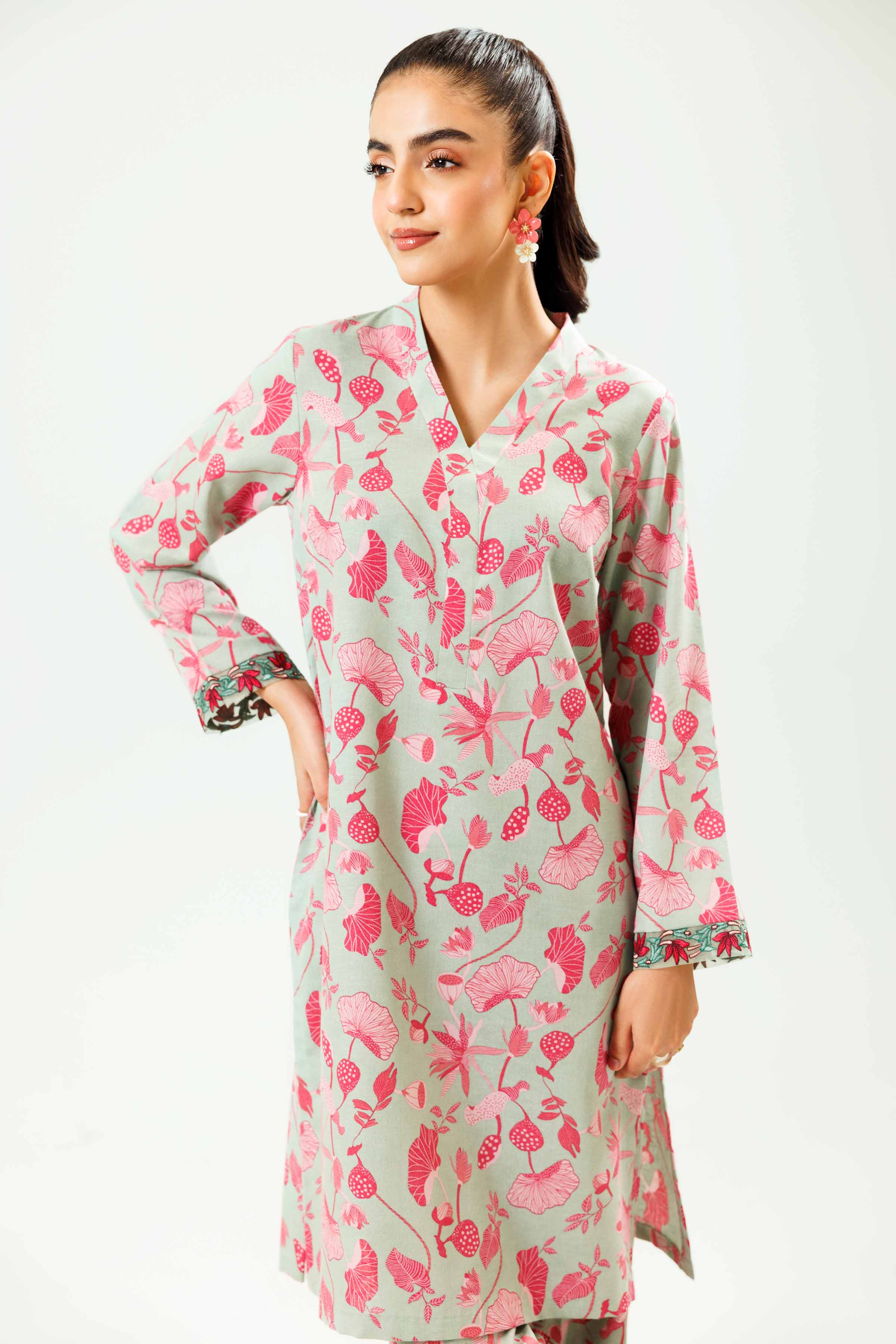 2 Piece - Printed Embroidered Suit - PW24-227