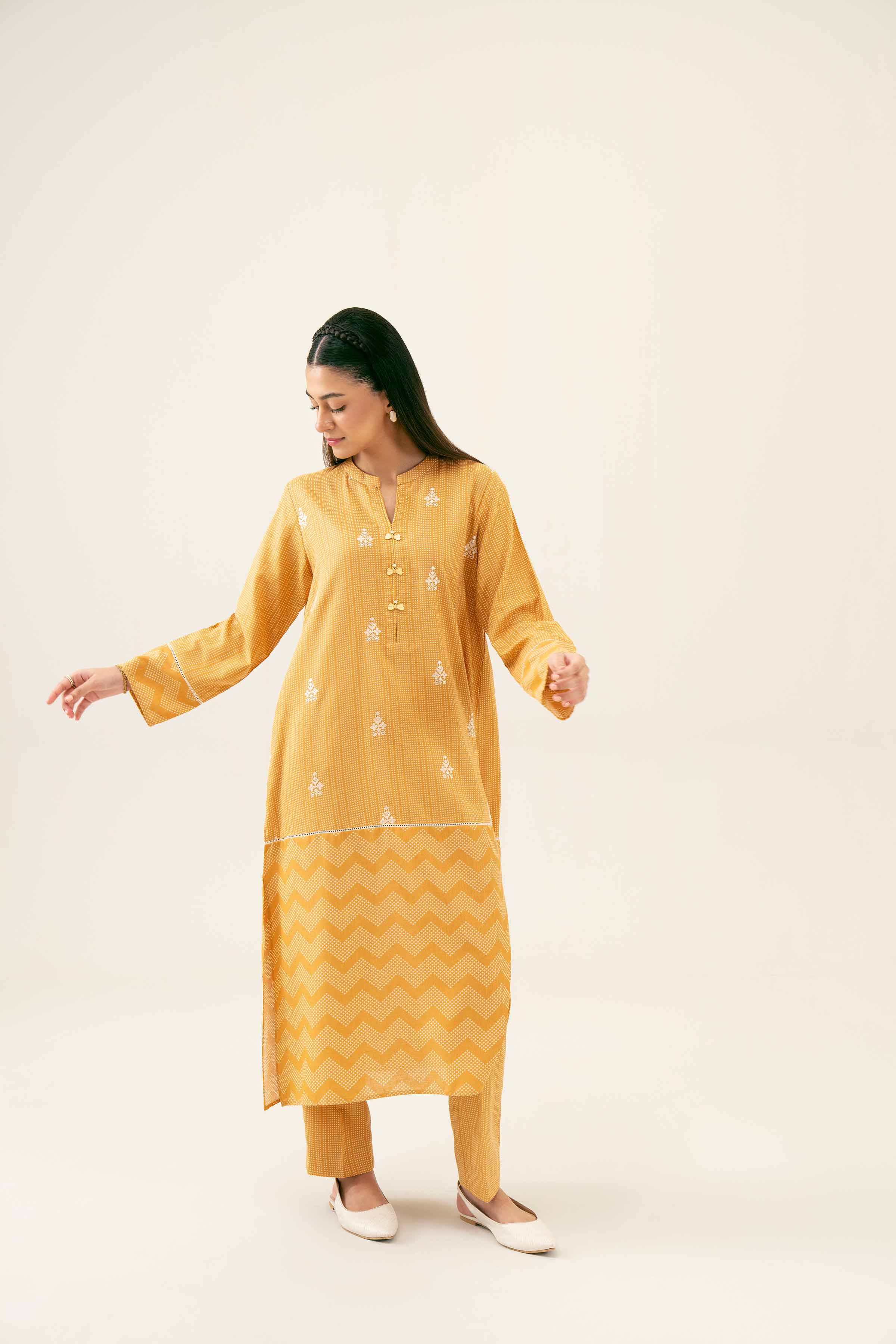 2 Piece - Printed Embroidered Suit - PW24-235