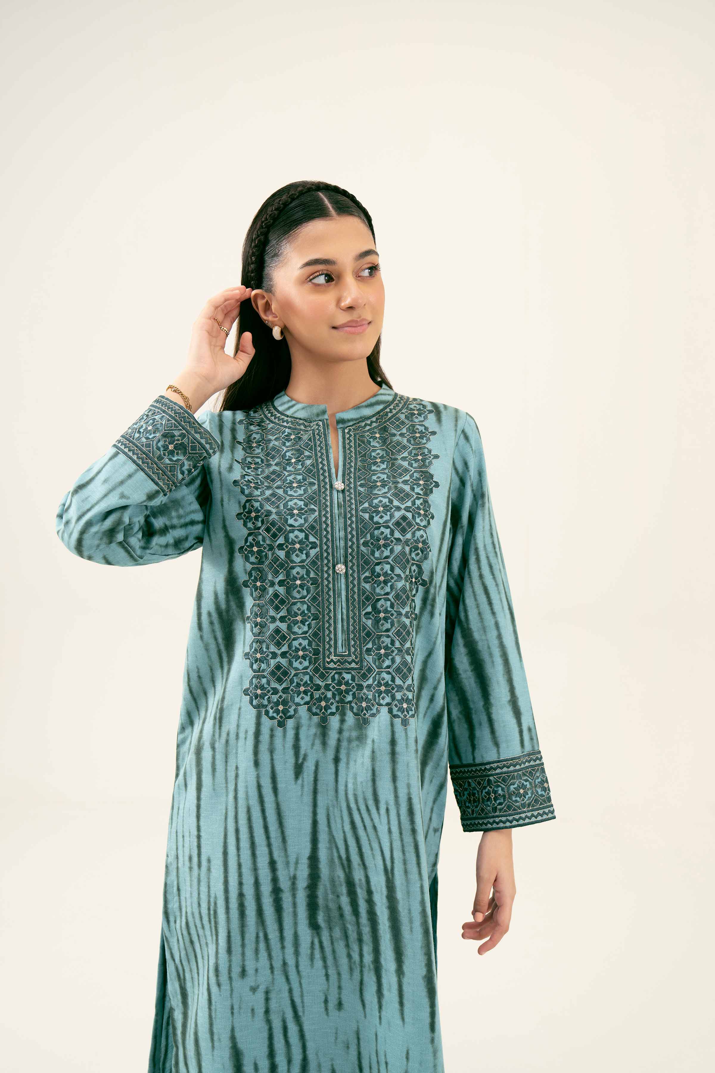 2 Piece - Printed Embroidered Suit - PW24-236