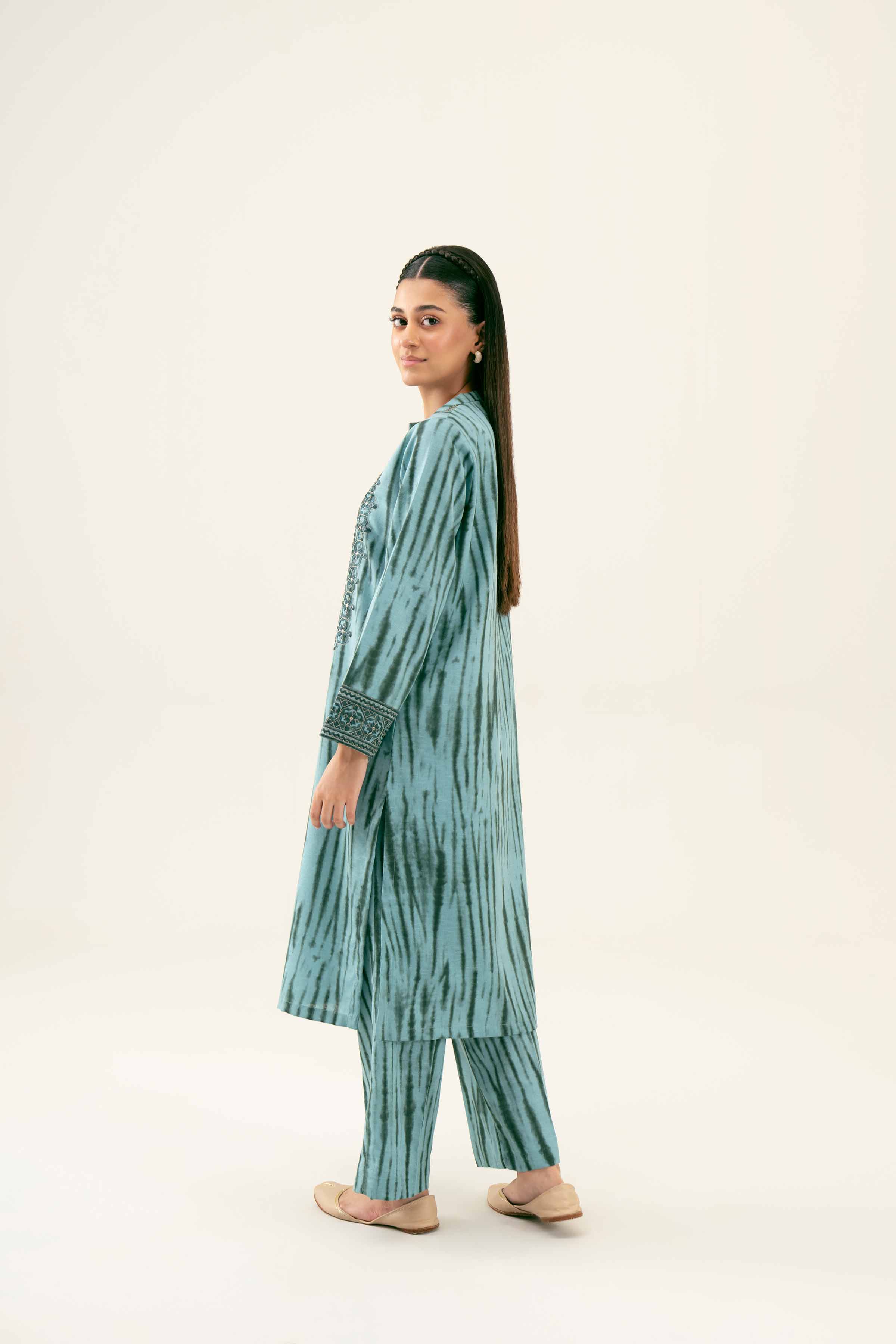 2 Piece - Printed Embroidered Suit - PW24-236